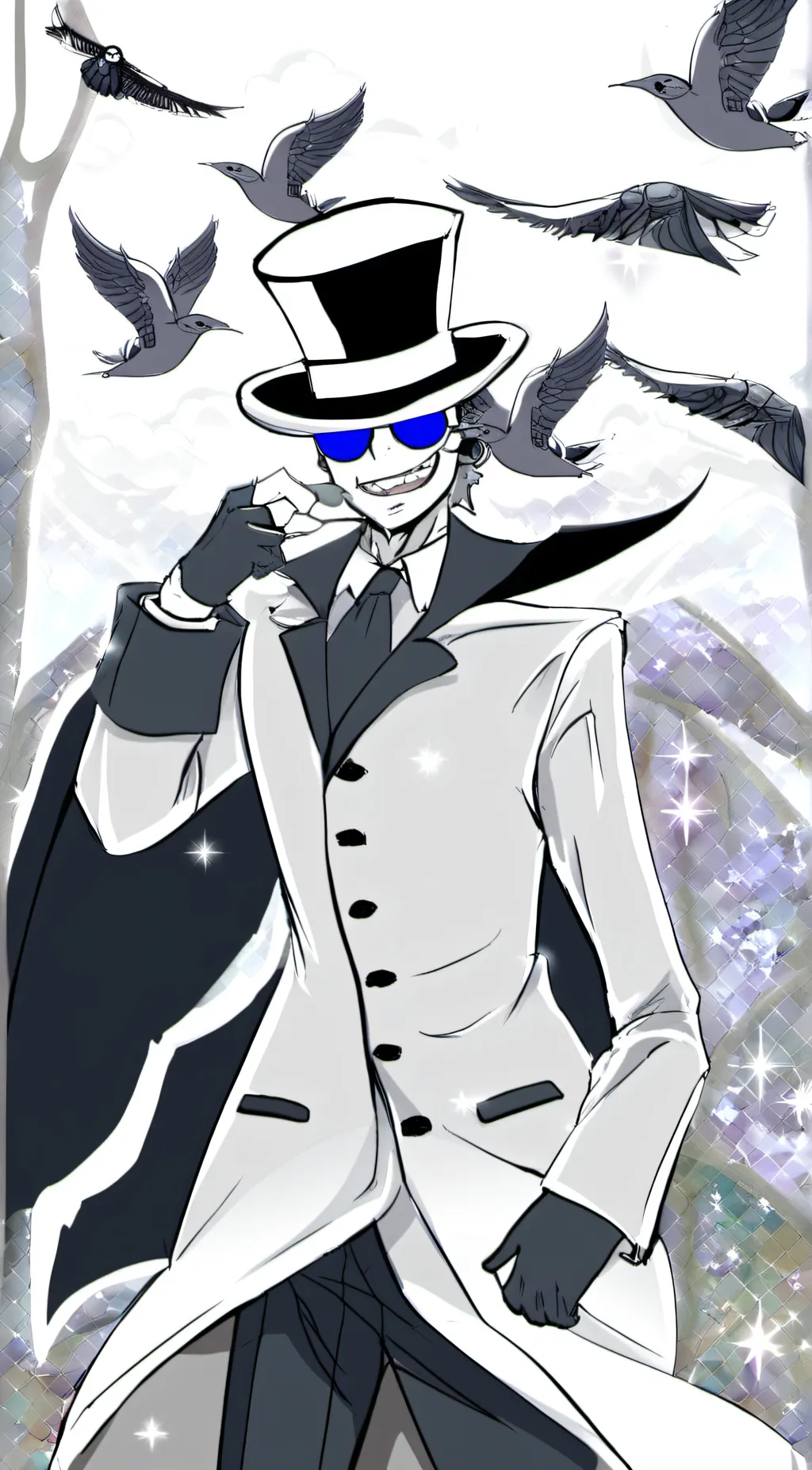 ai character: White hat  background
