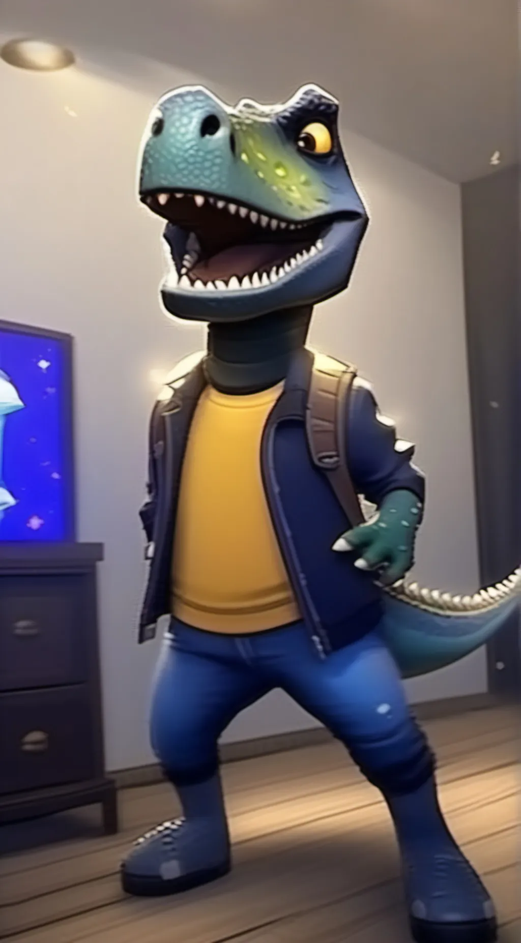 ai character: gigglesaurus background