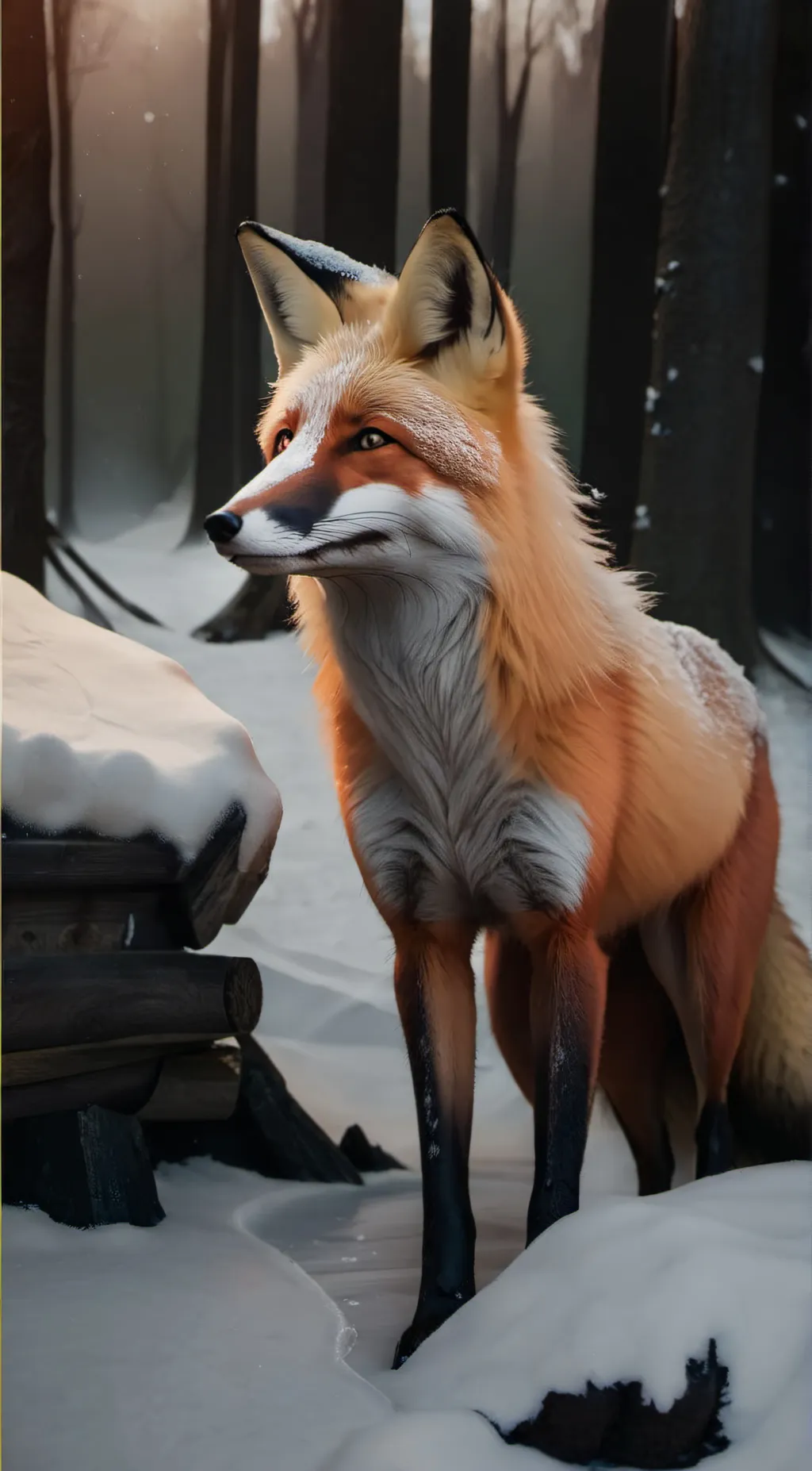 ai character: Poor fox. background