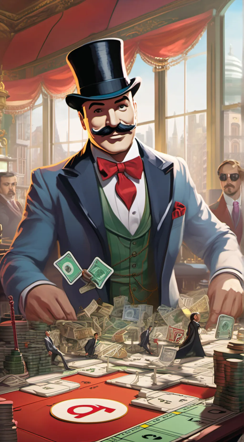 ai character: monopoly  man background
