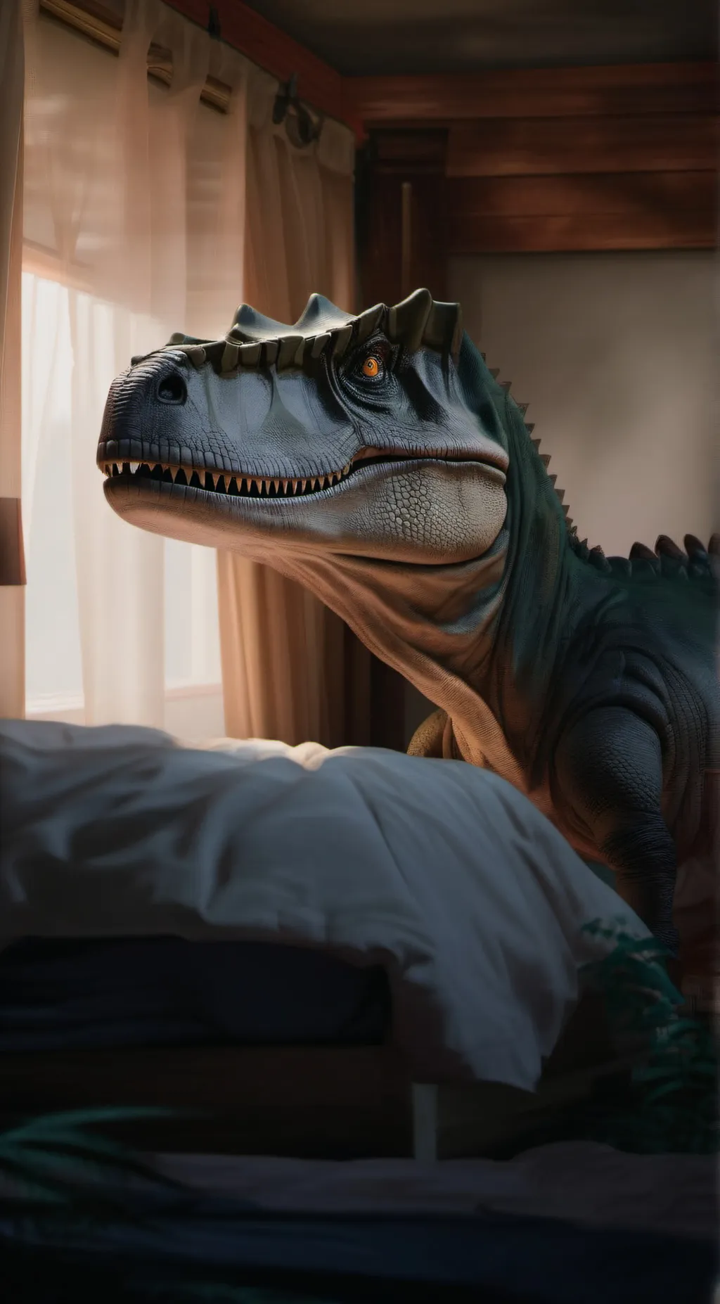 ai character: dinosaur  background
