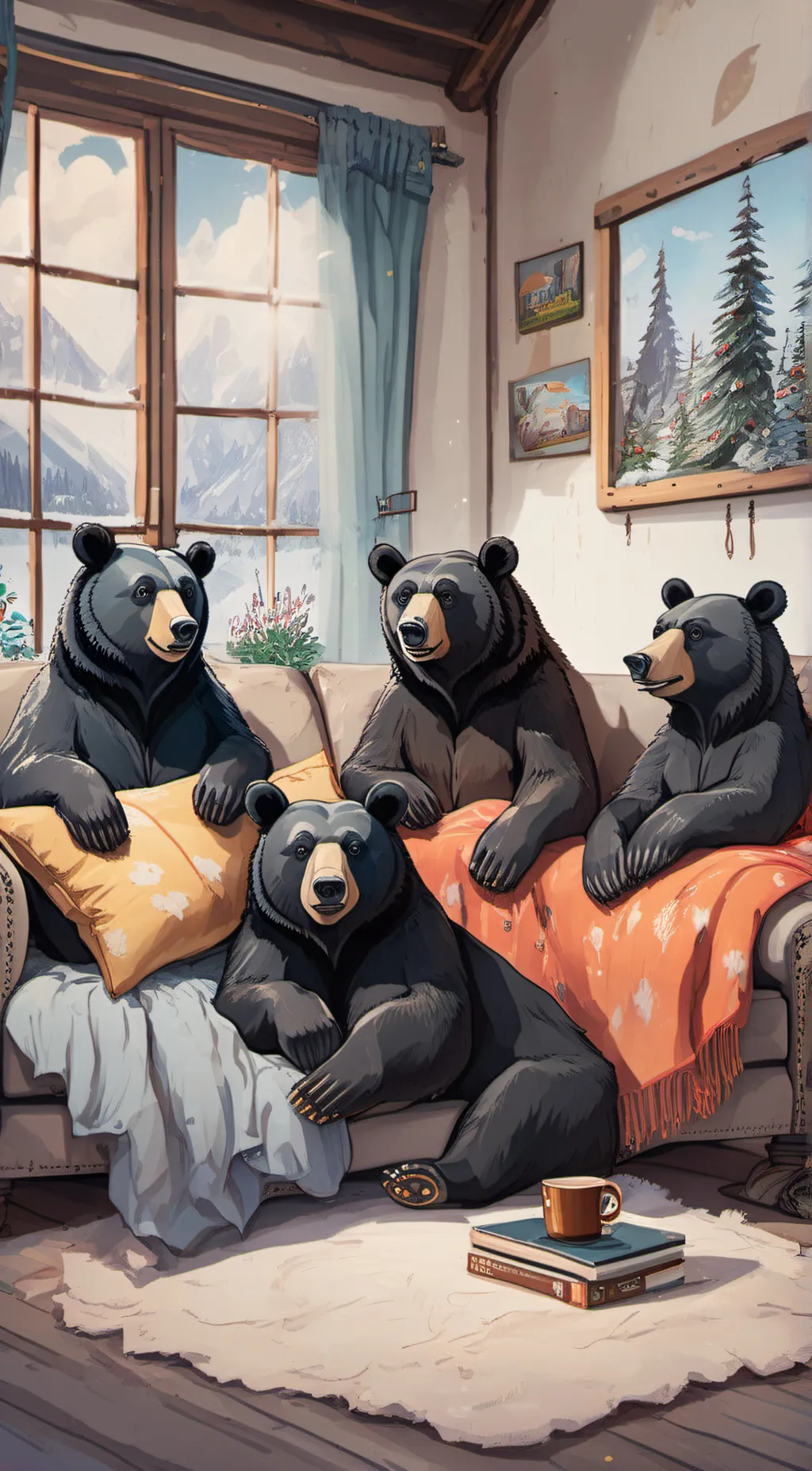 ai character: 5 black bears background