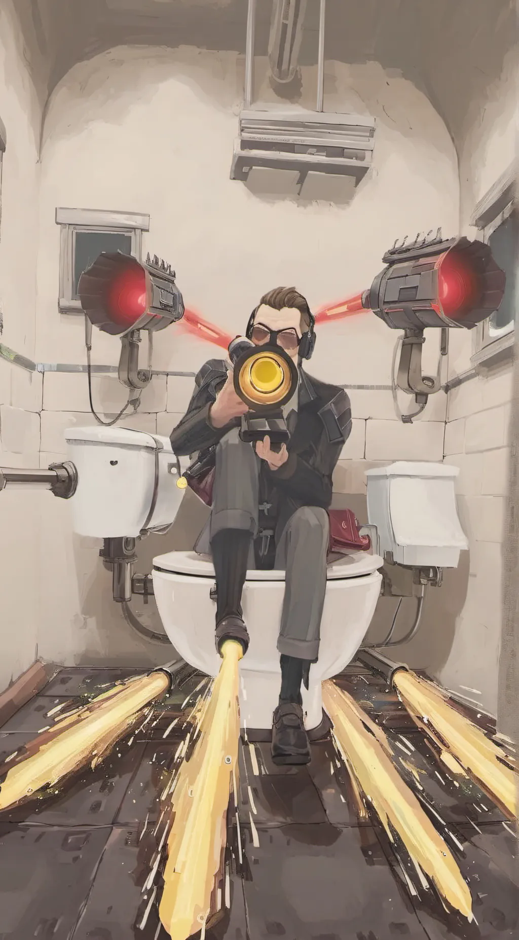 ai character: g man toilet  background