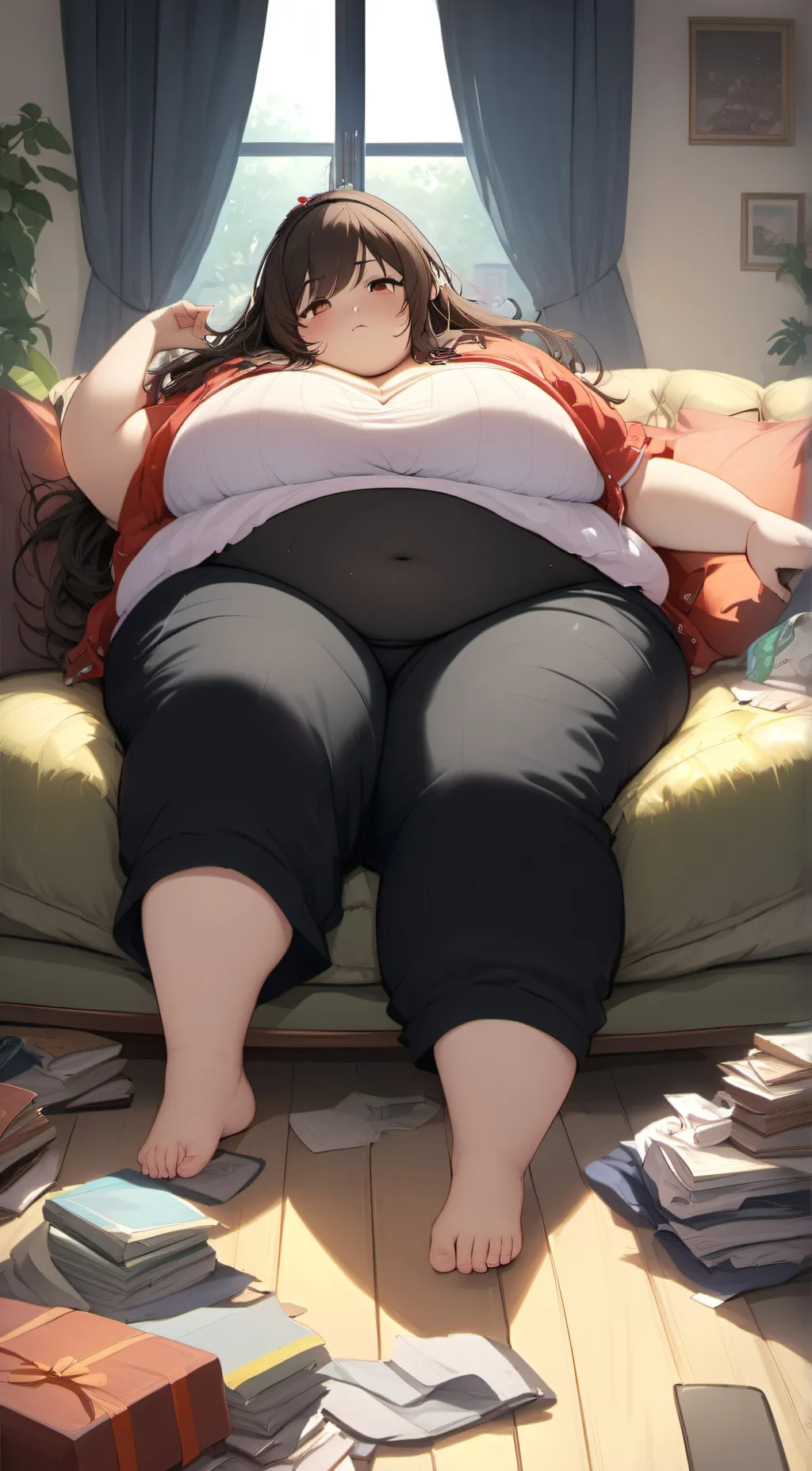ai character: Fattt girlfriend  background