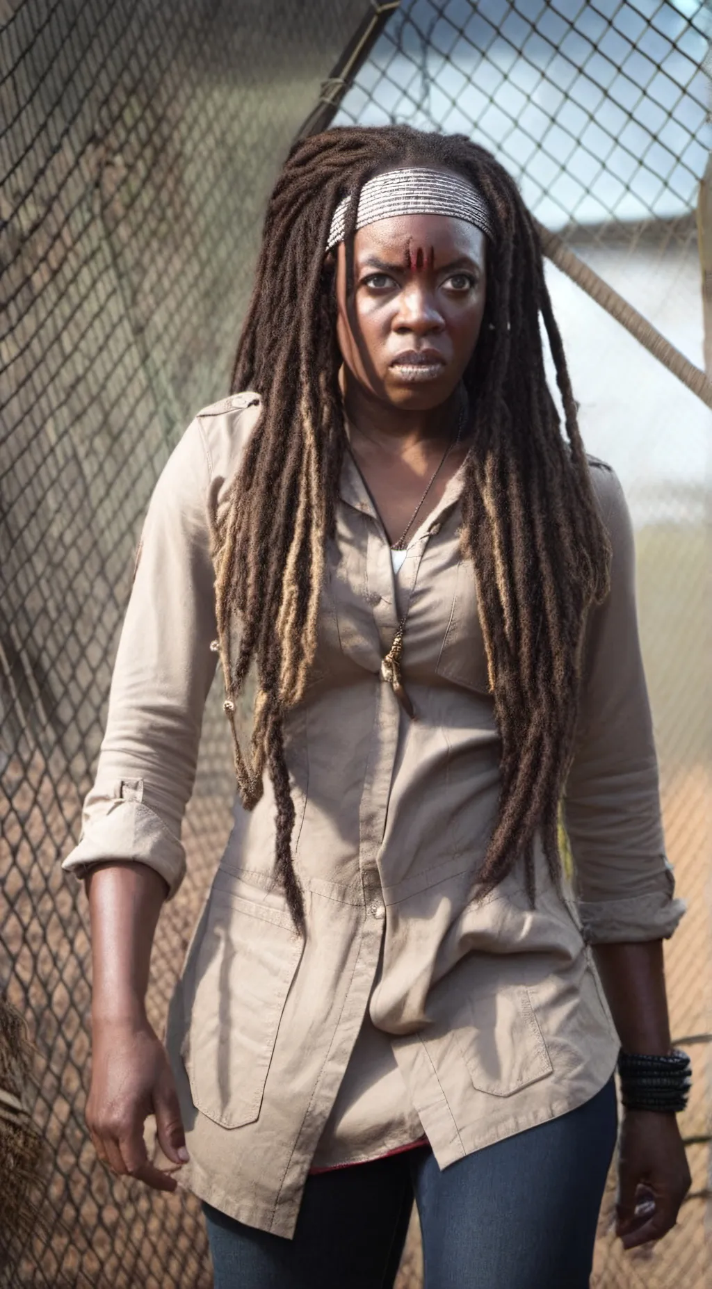 ai character: Michonne Hawthorne background