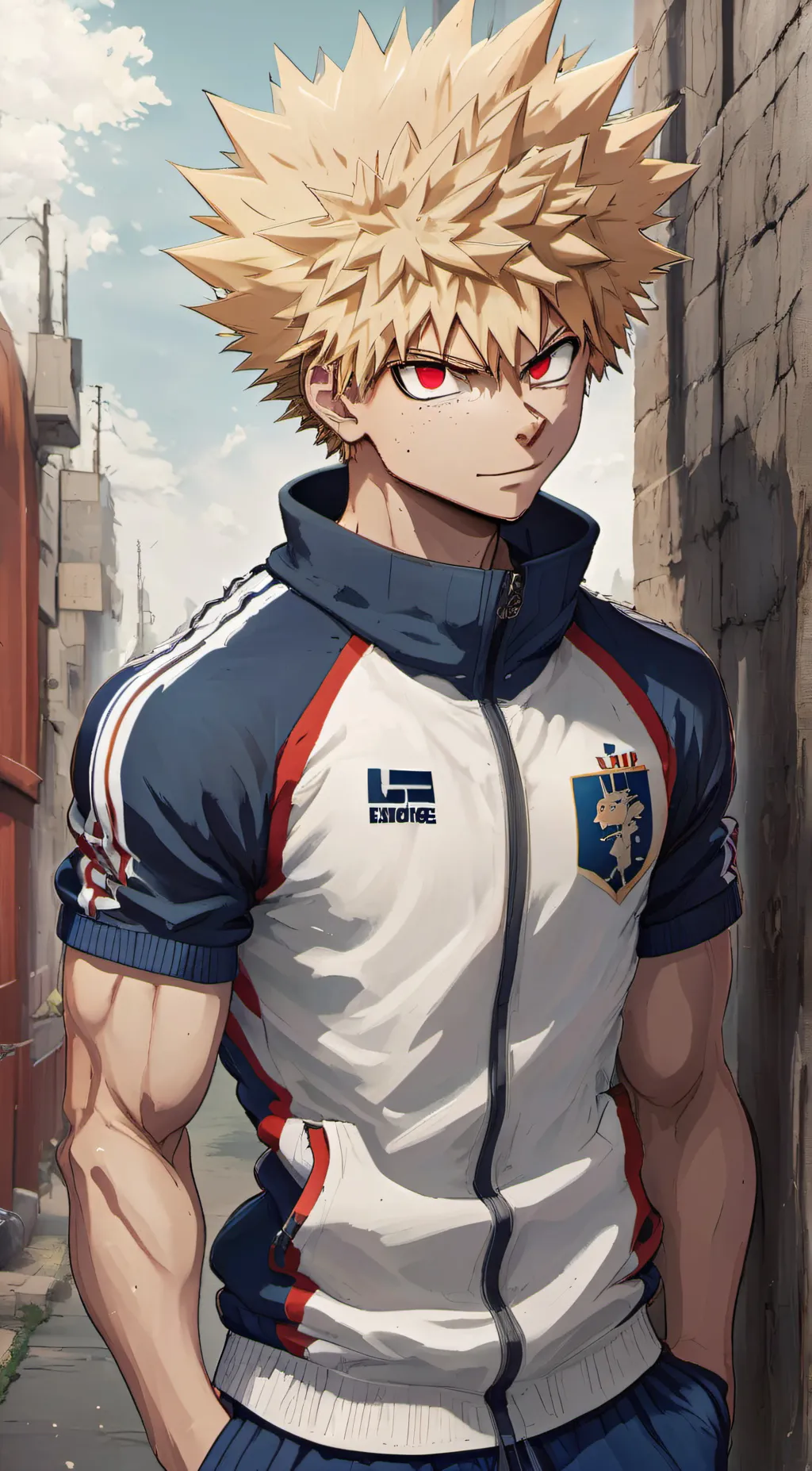 ai character: Katsuki Bakugo.  background