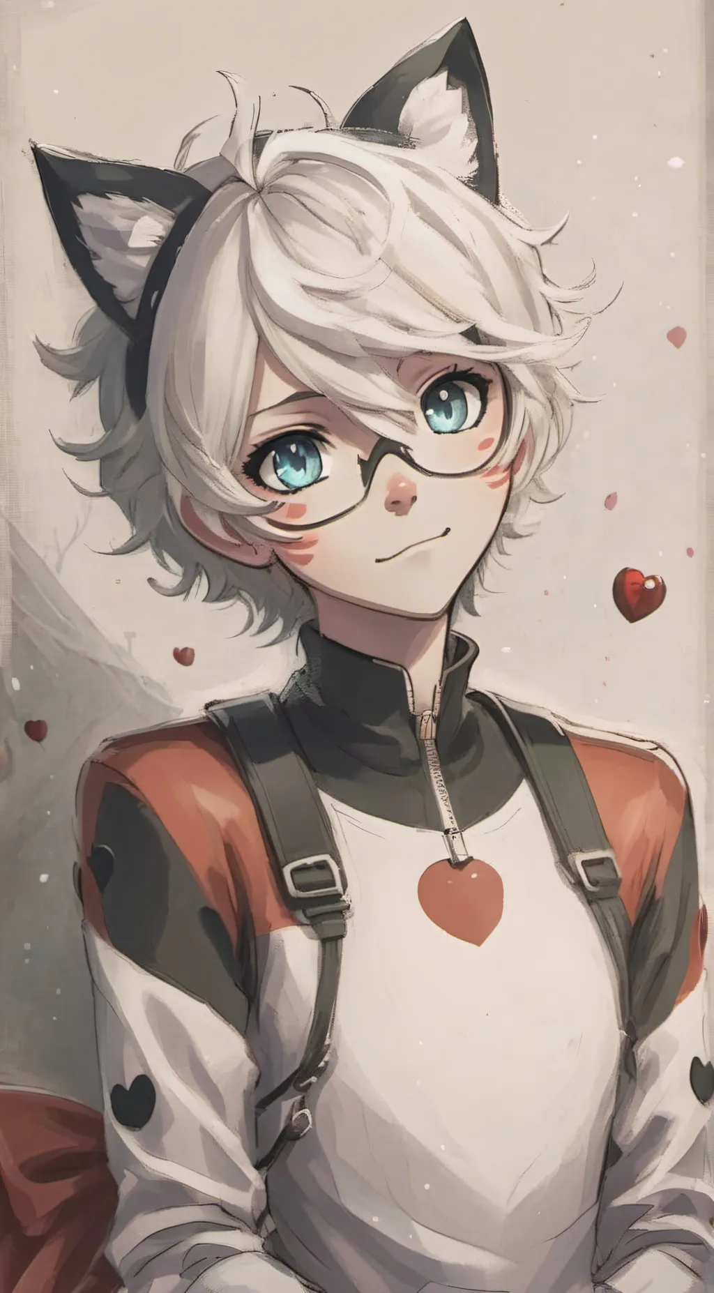 ai character: cat blanc background