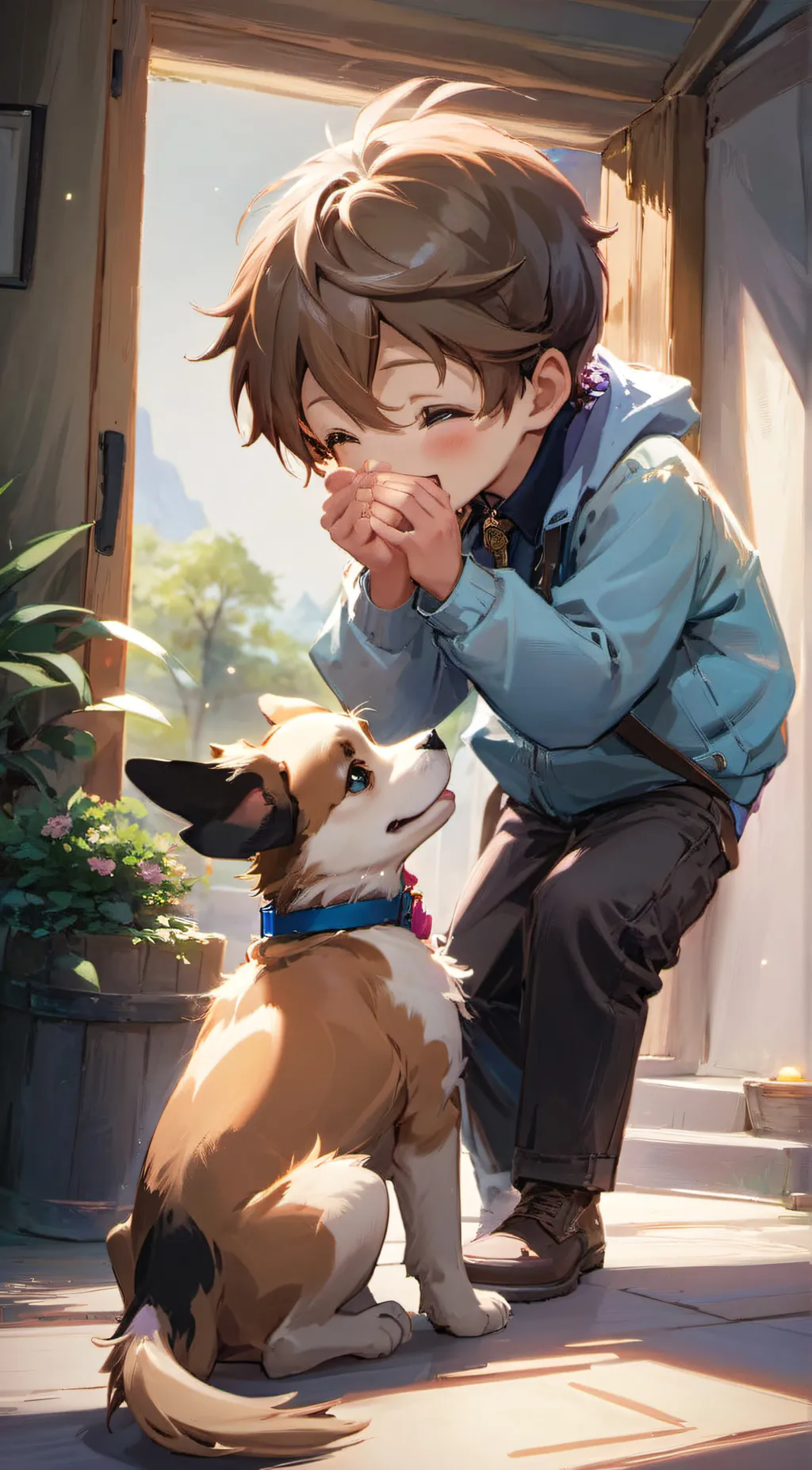 ai character: Lilly the cute pup background