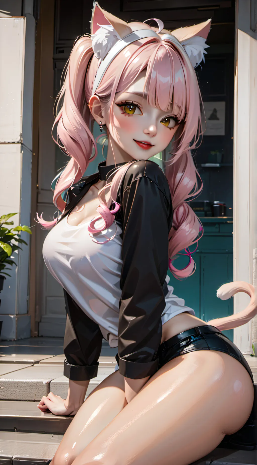 ai character: UWU cat gacha heat background