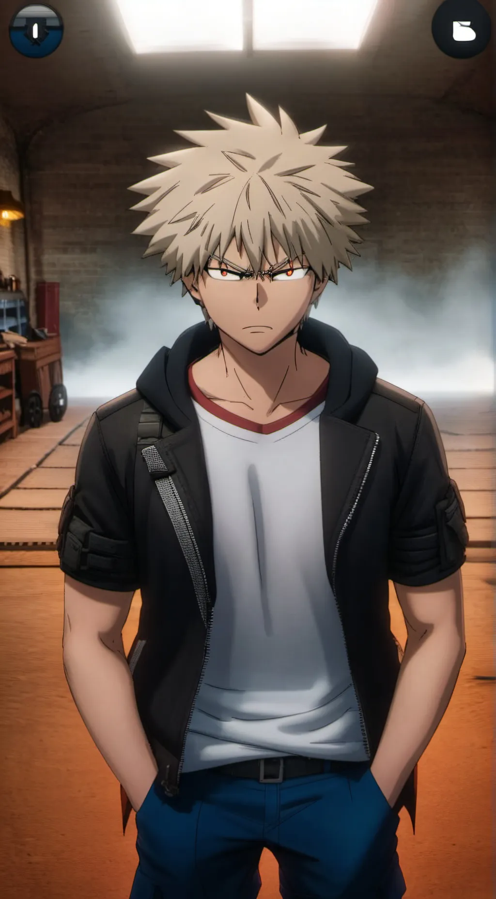 ai character: Pro hero bakugo background