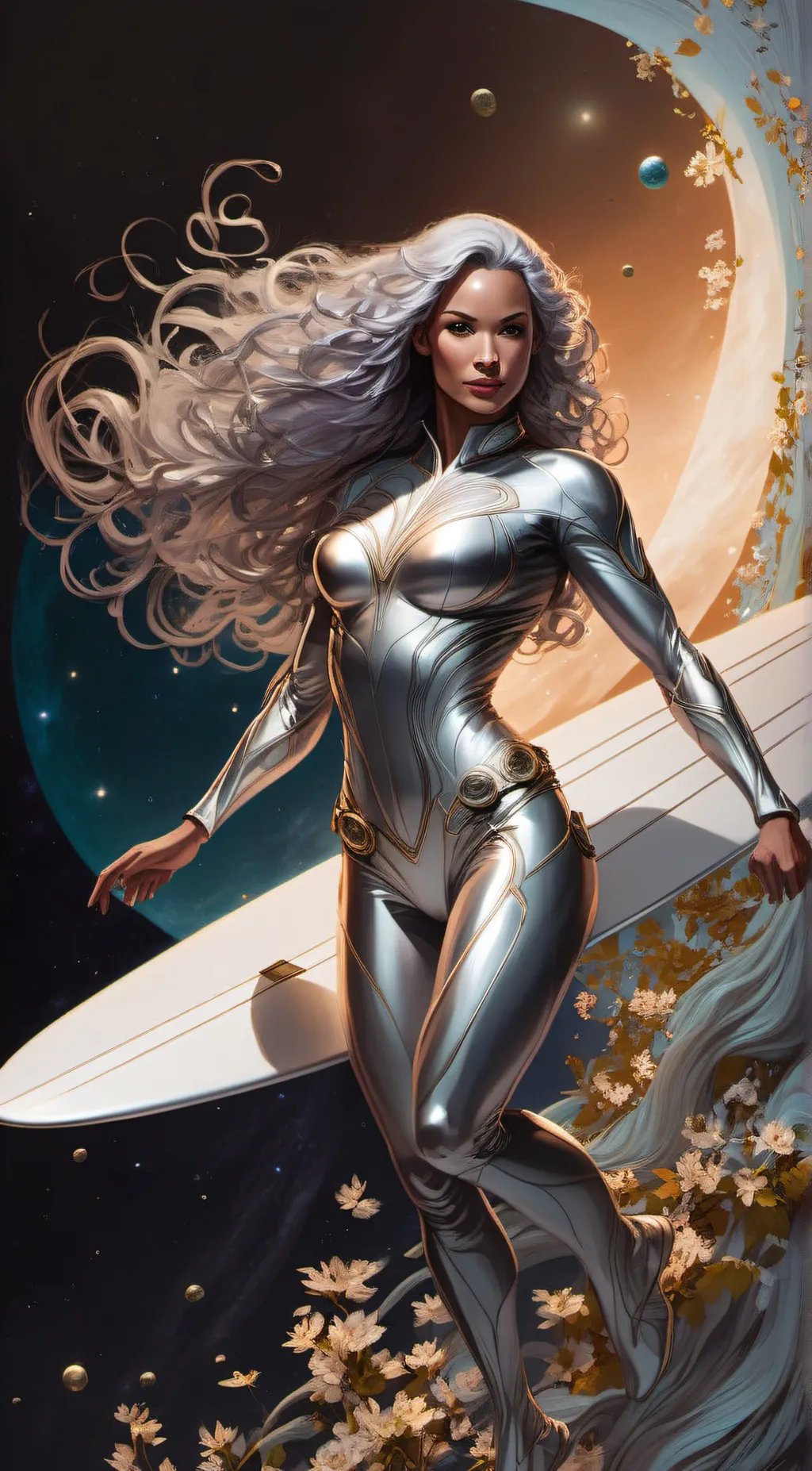 ai character: silver surfer background