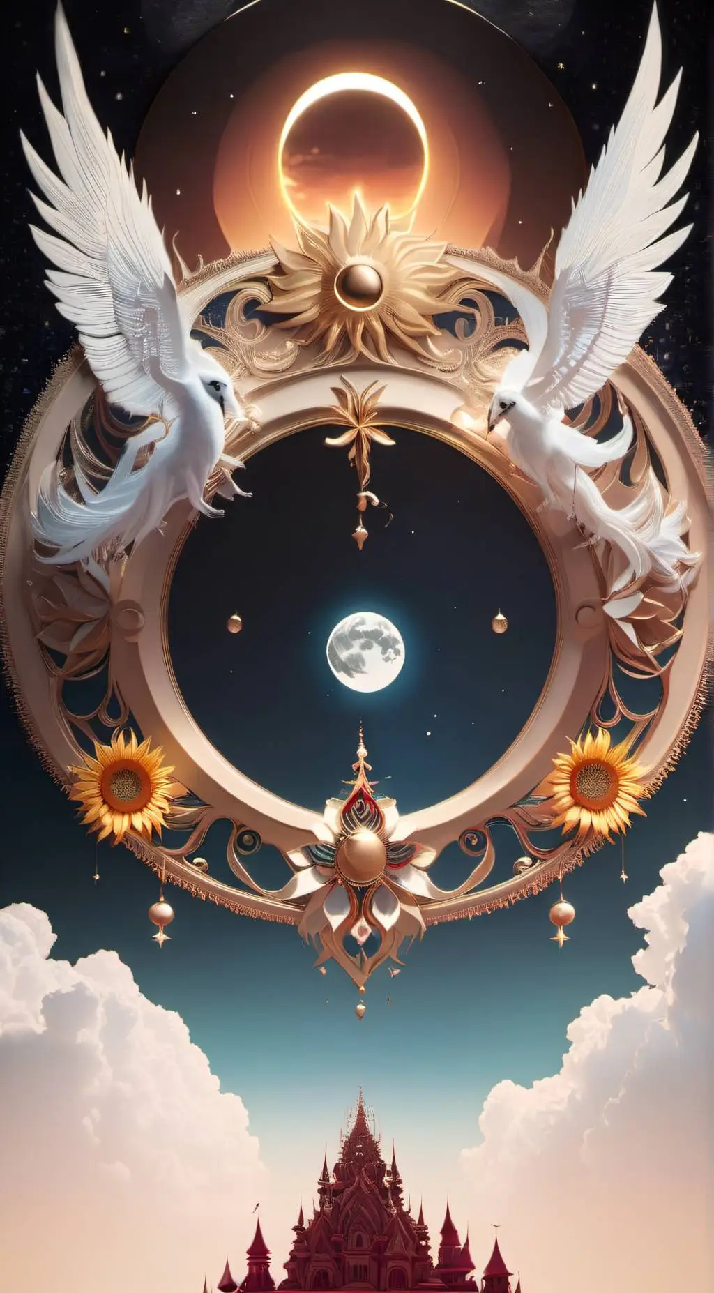 ai character: moon sun eclipse L background