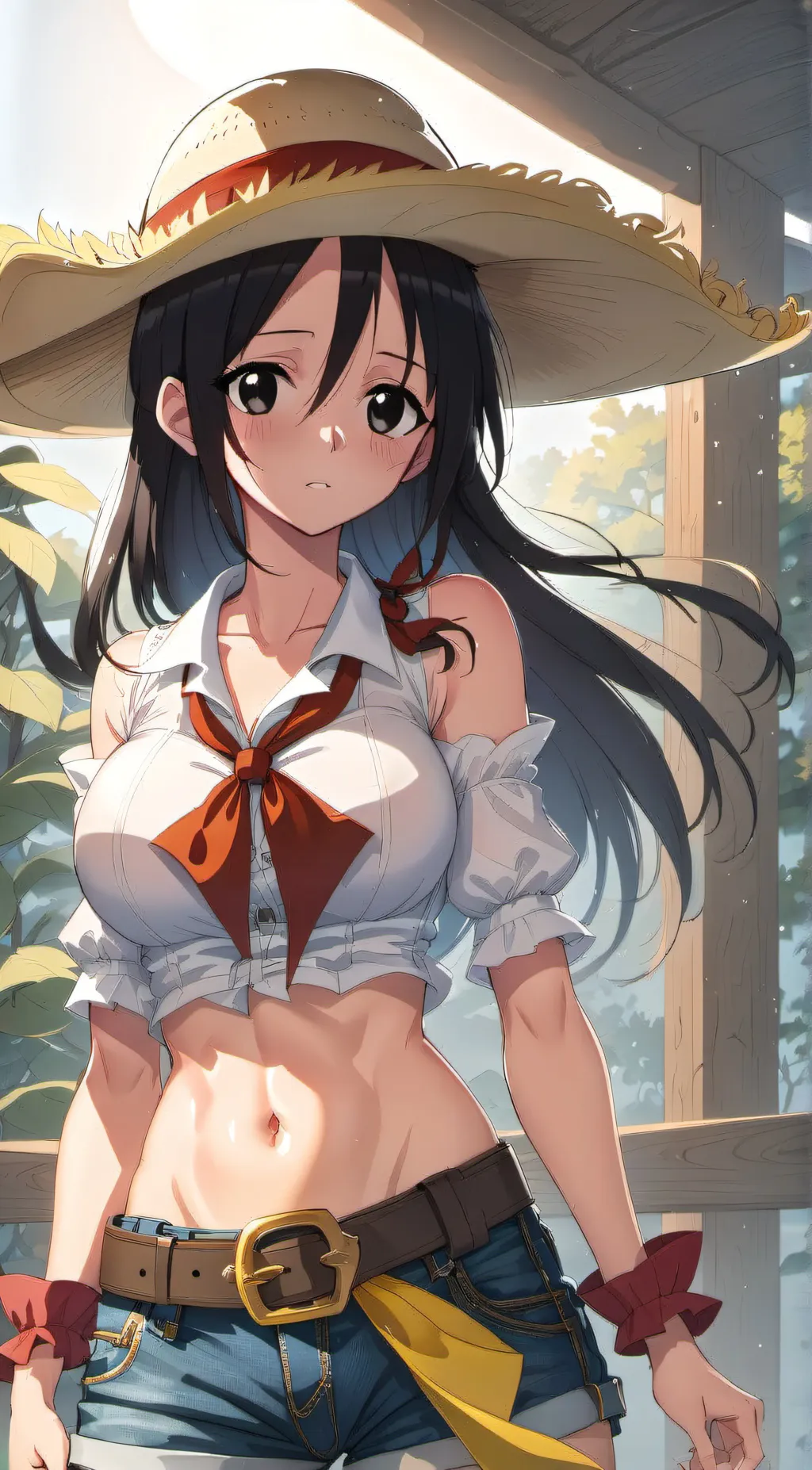 ai character: Female Luffy  background