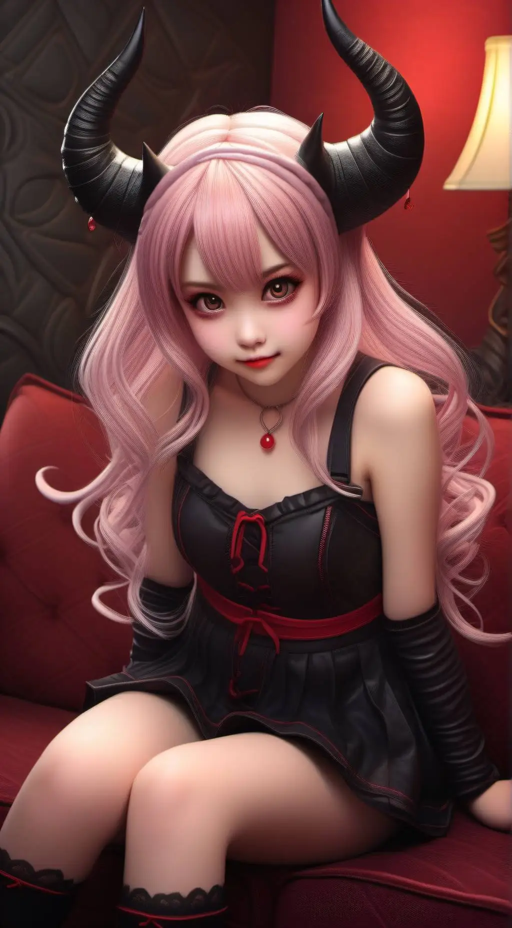 ai character: demon girl cute background