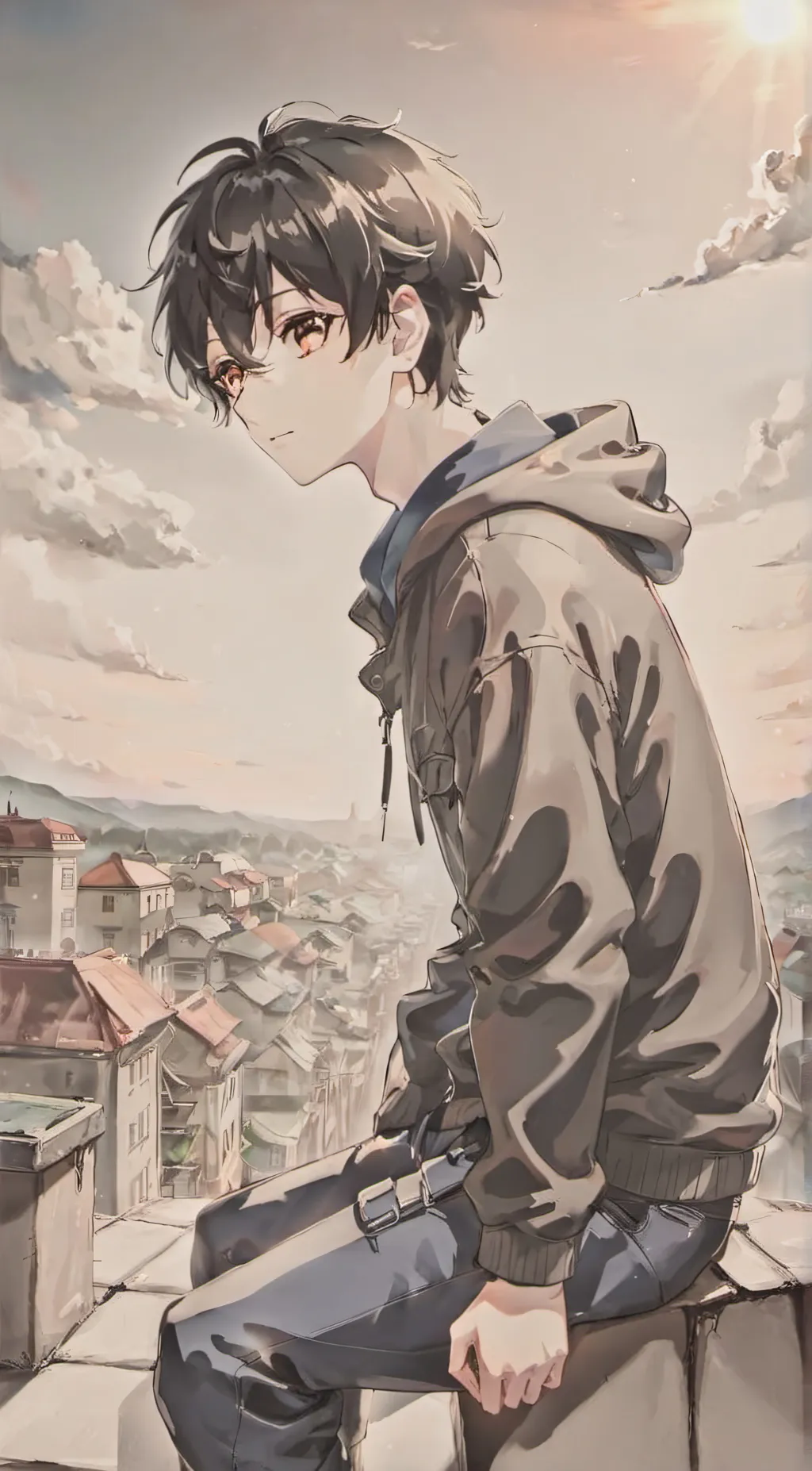 ai character: moonlight background