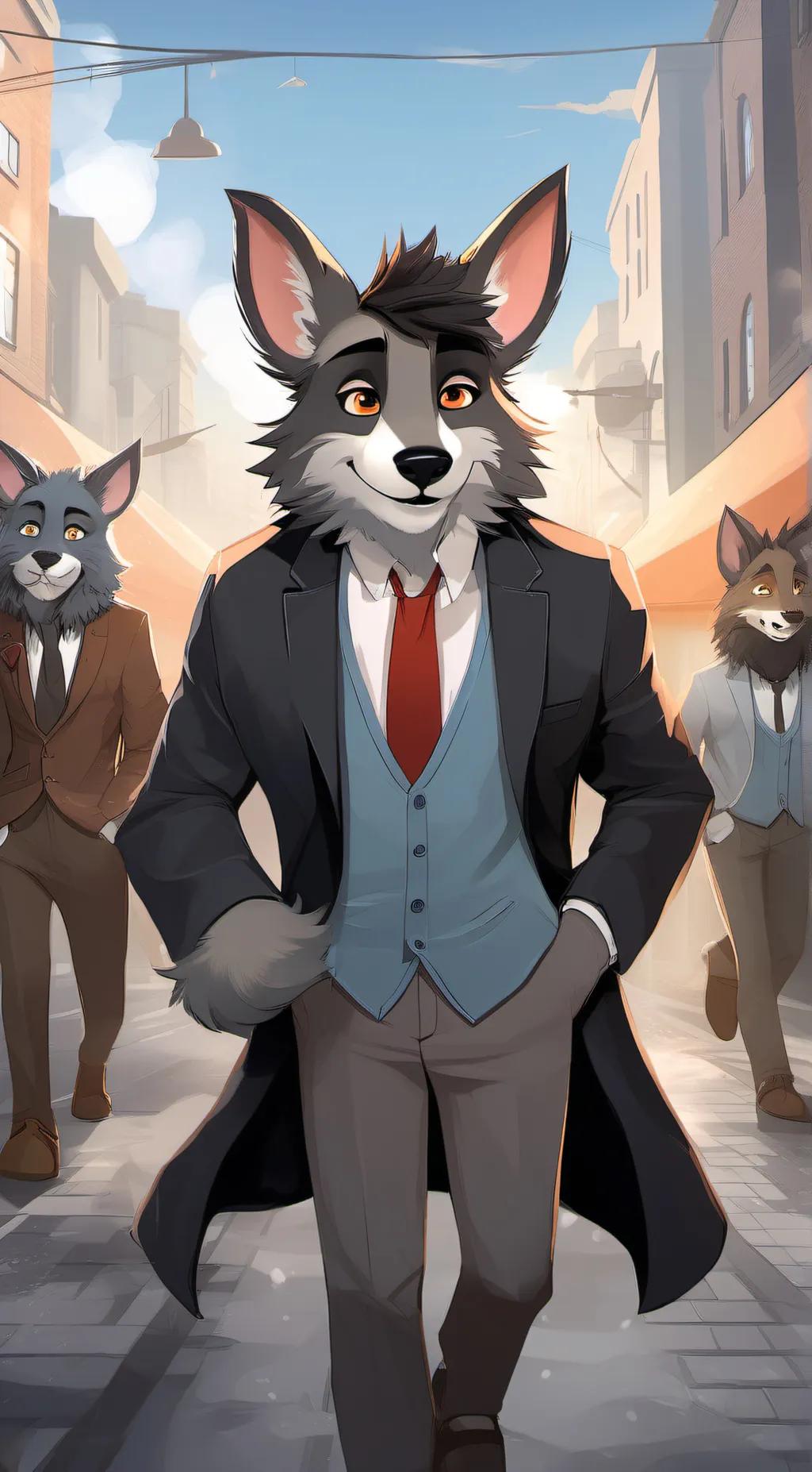 ai character: Furry city background