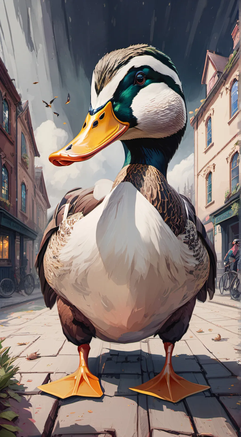 ai character: E P I C    D U C K background