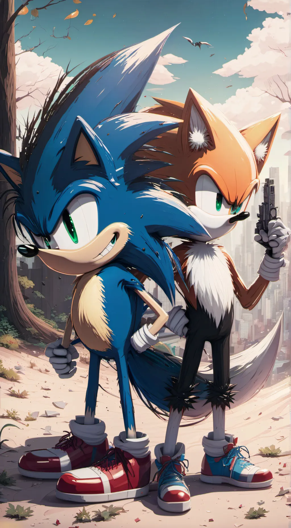 ai character: sonic n tails.exe background