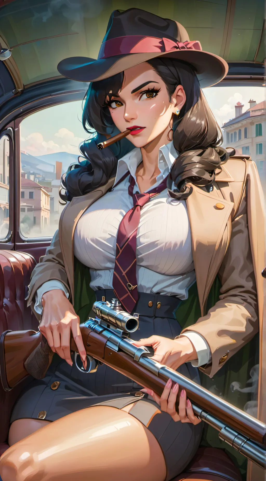 ai character: Female Mafia Boss background