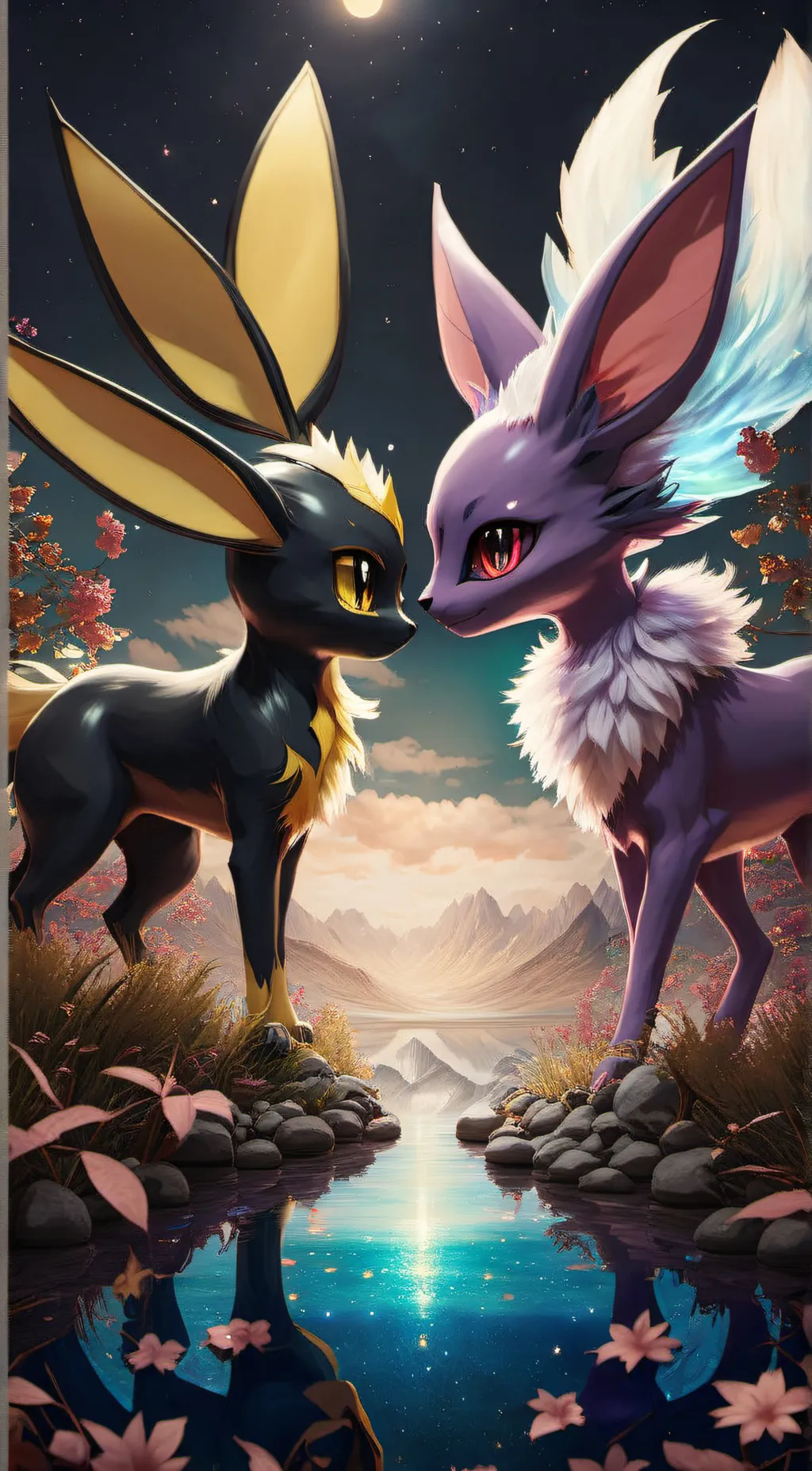 ai character: Espeon and umbreon background