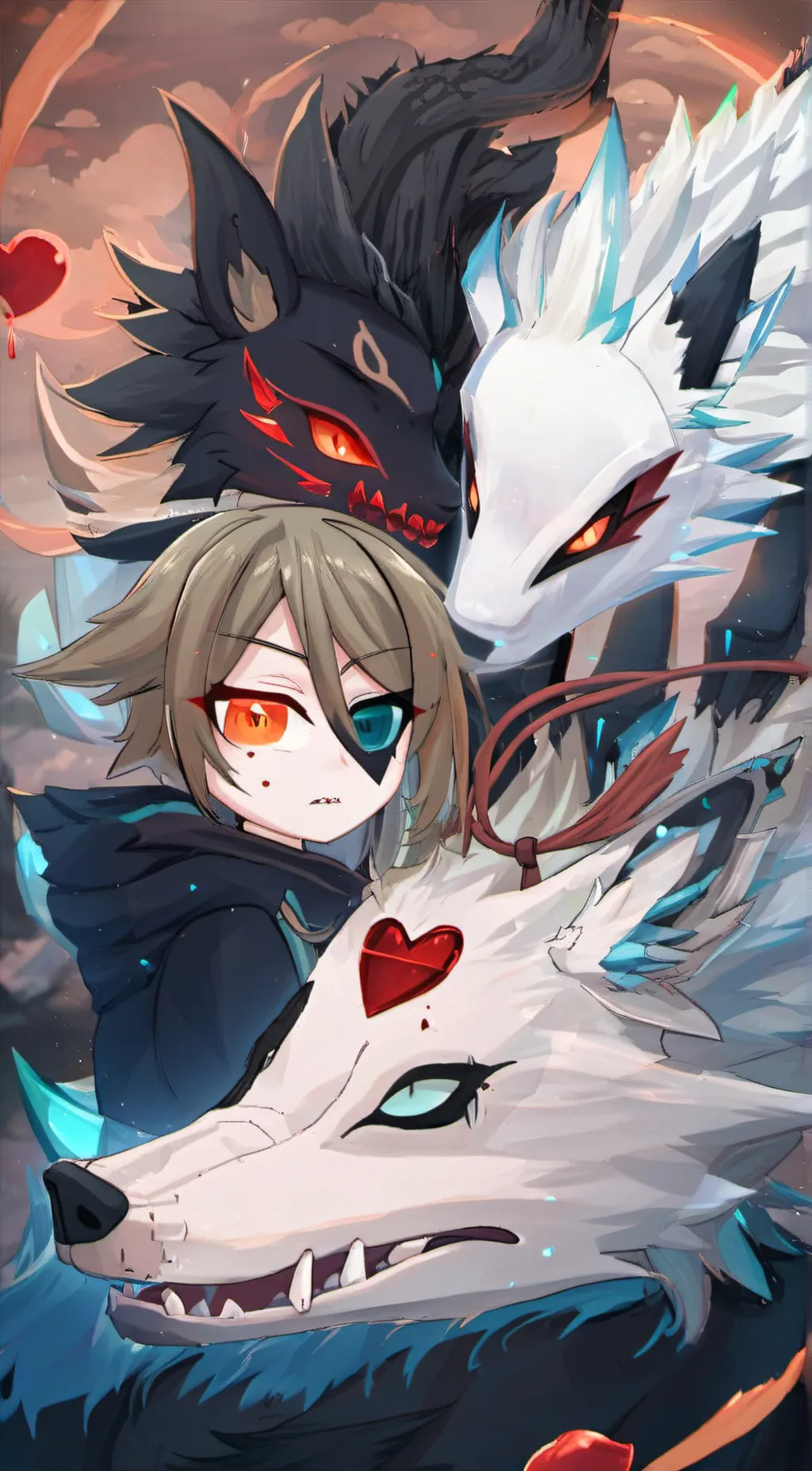 ai character: Flame star background