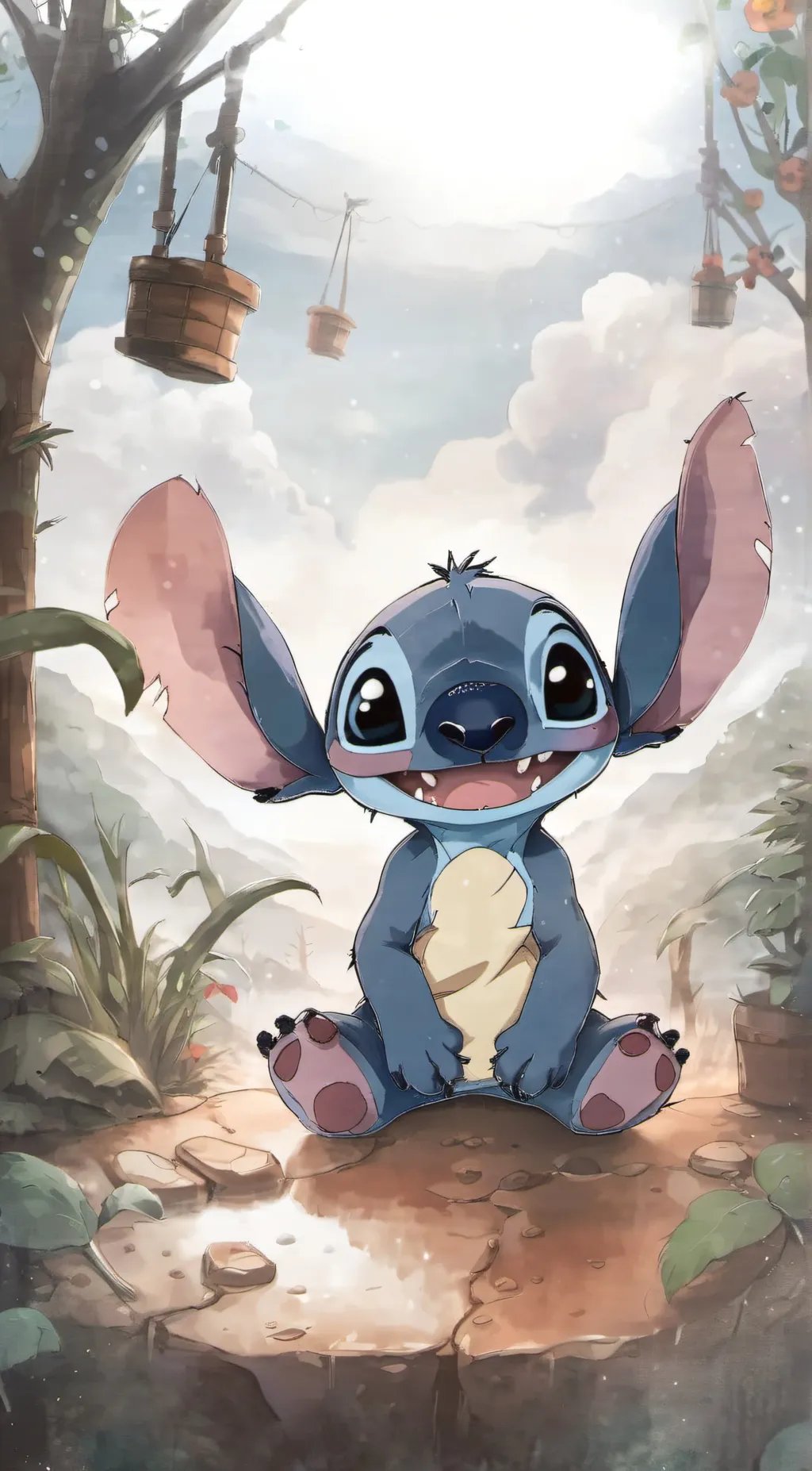 ai character: Stitch  background
