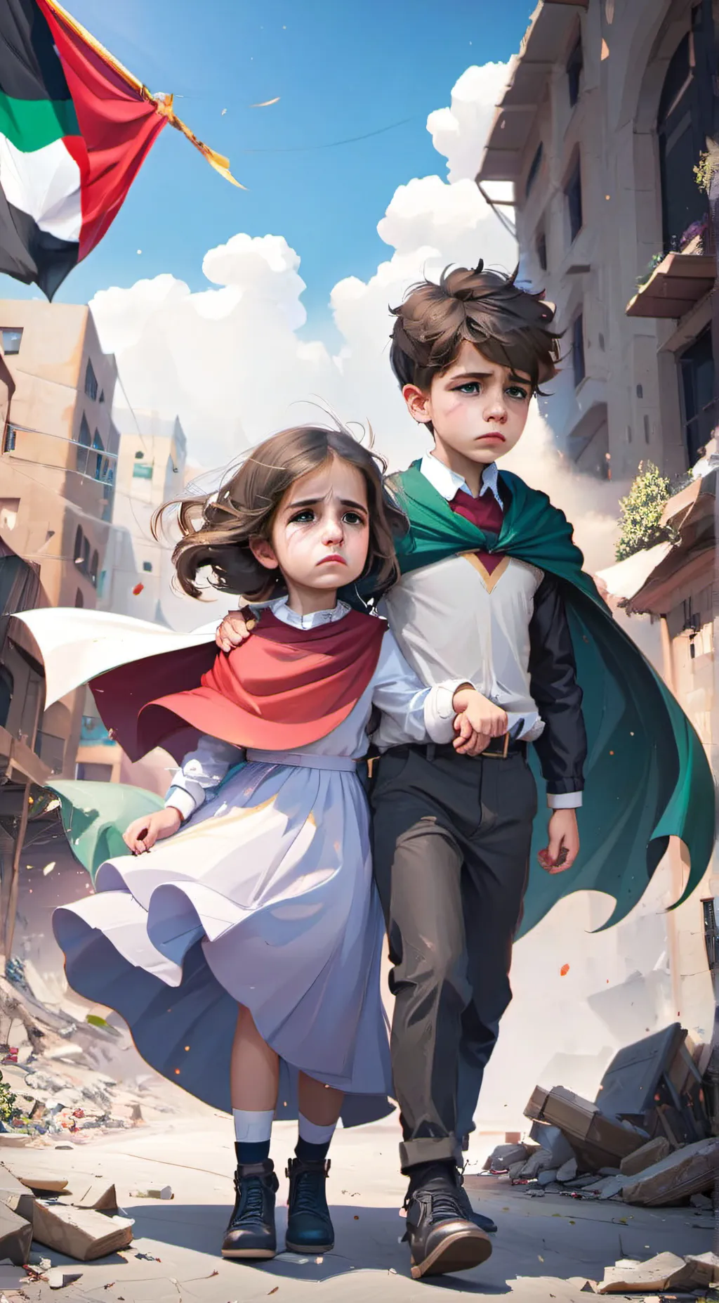 ai character: Palestinian people background