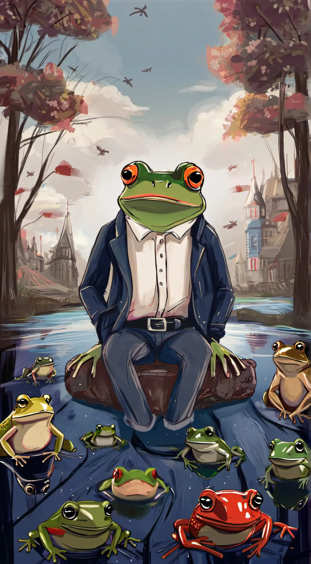 ai character: Hi I’m froggy background