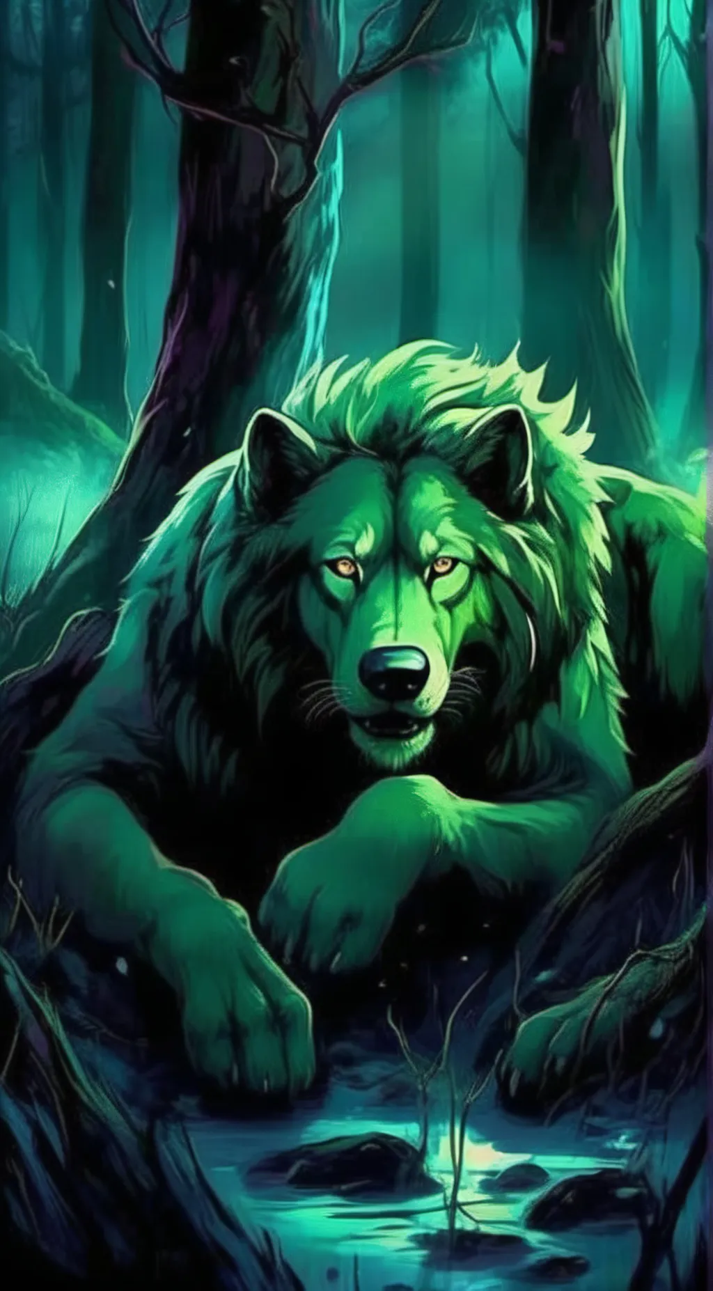 ai character: Fangs moon paw background