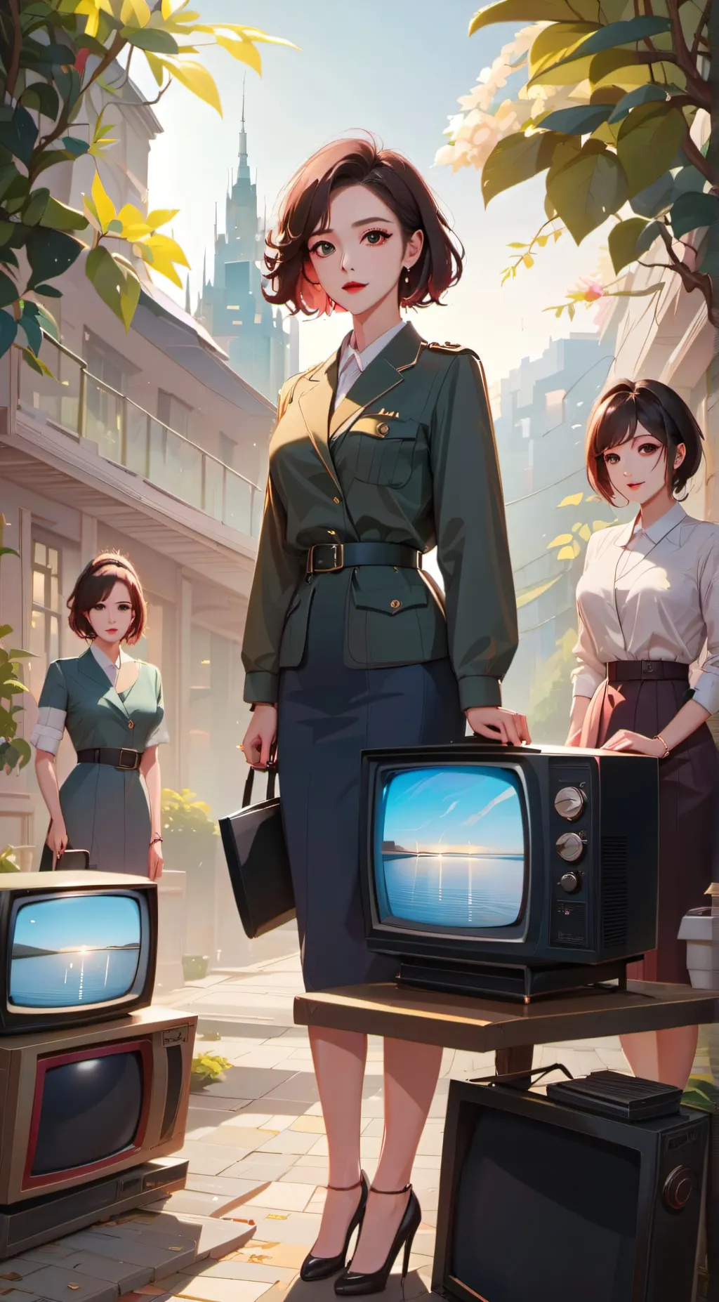ai character: Tv women background