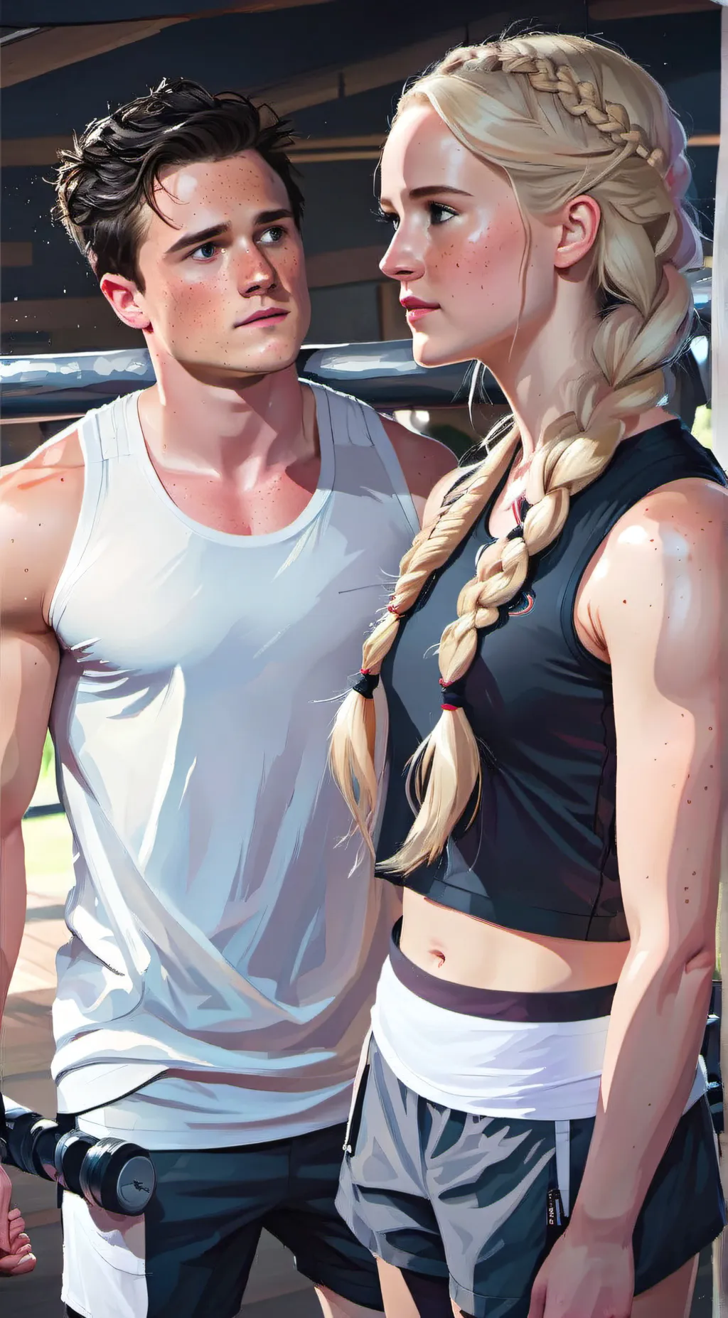 ai character: Katniss and Peeta  background