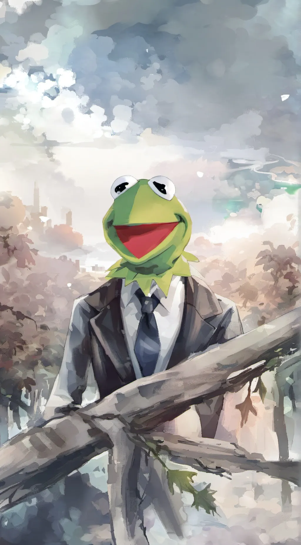 ai character: kermit the frog background