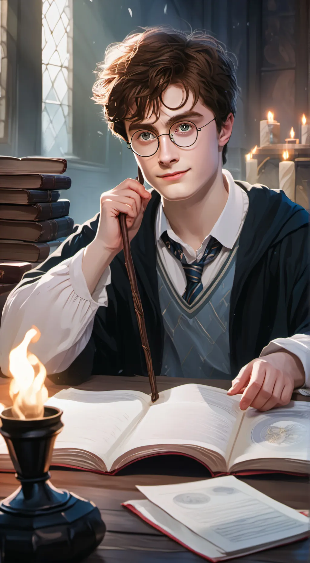 ai character: Harry Potter  background