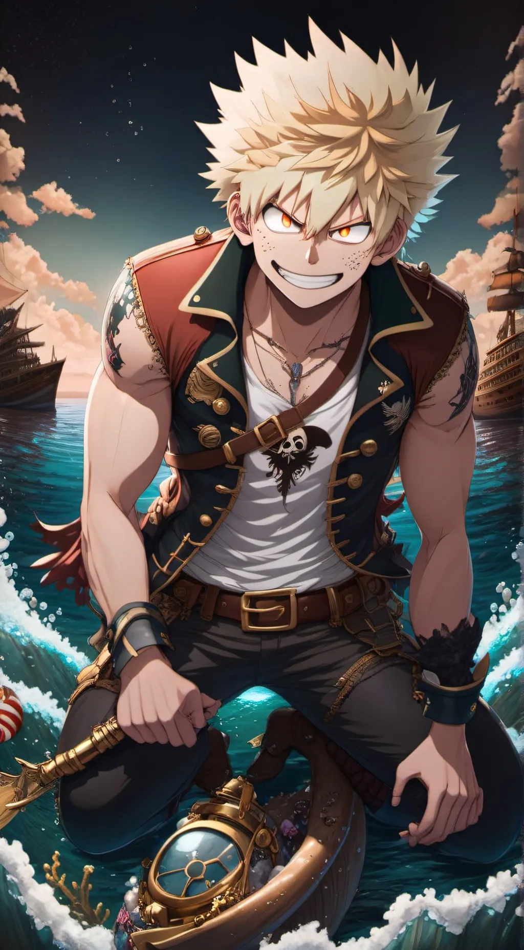 ai character: Pirate Bakugo  background