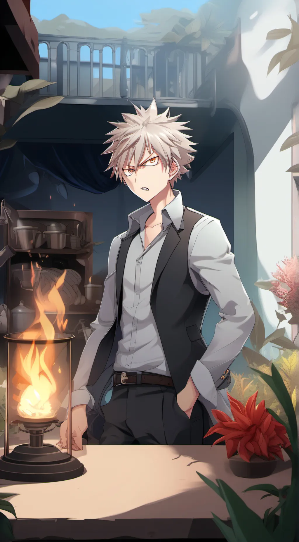 ai character: Katsuki Bakugou background