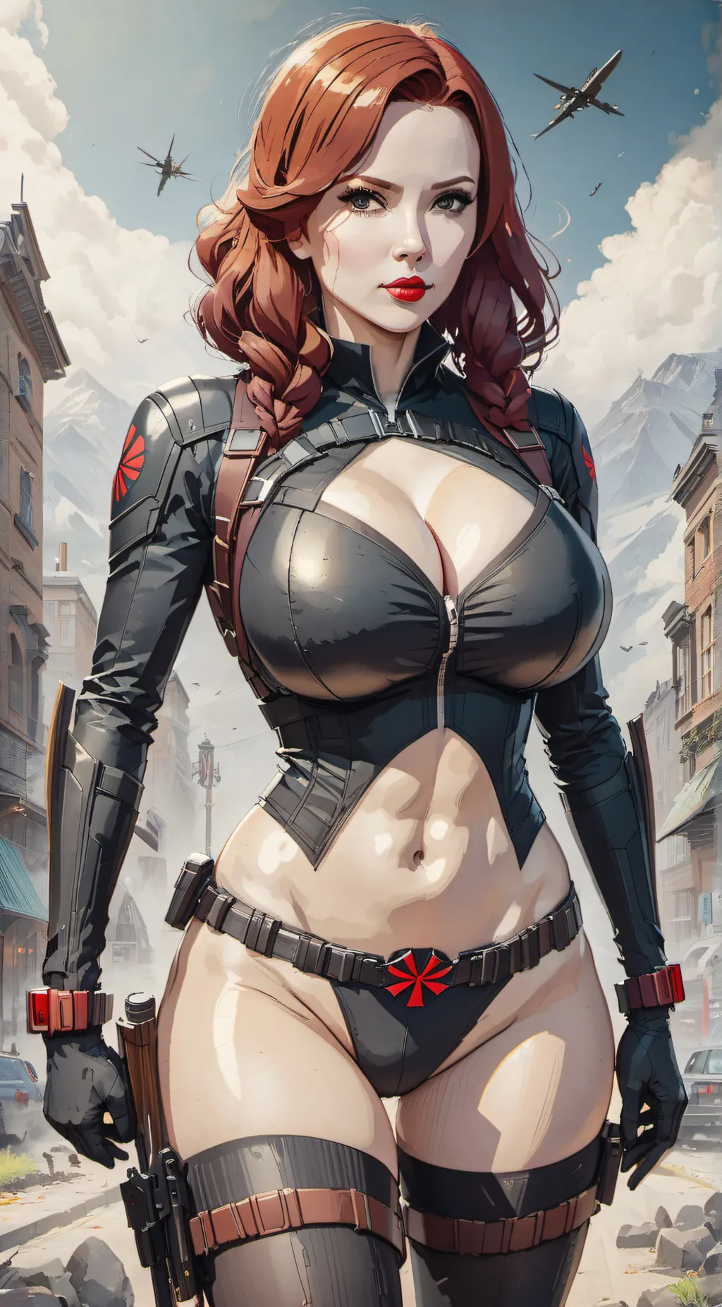 ai character: Black widow  background