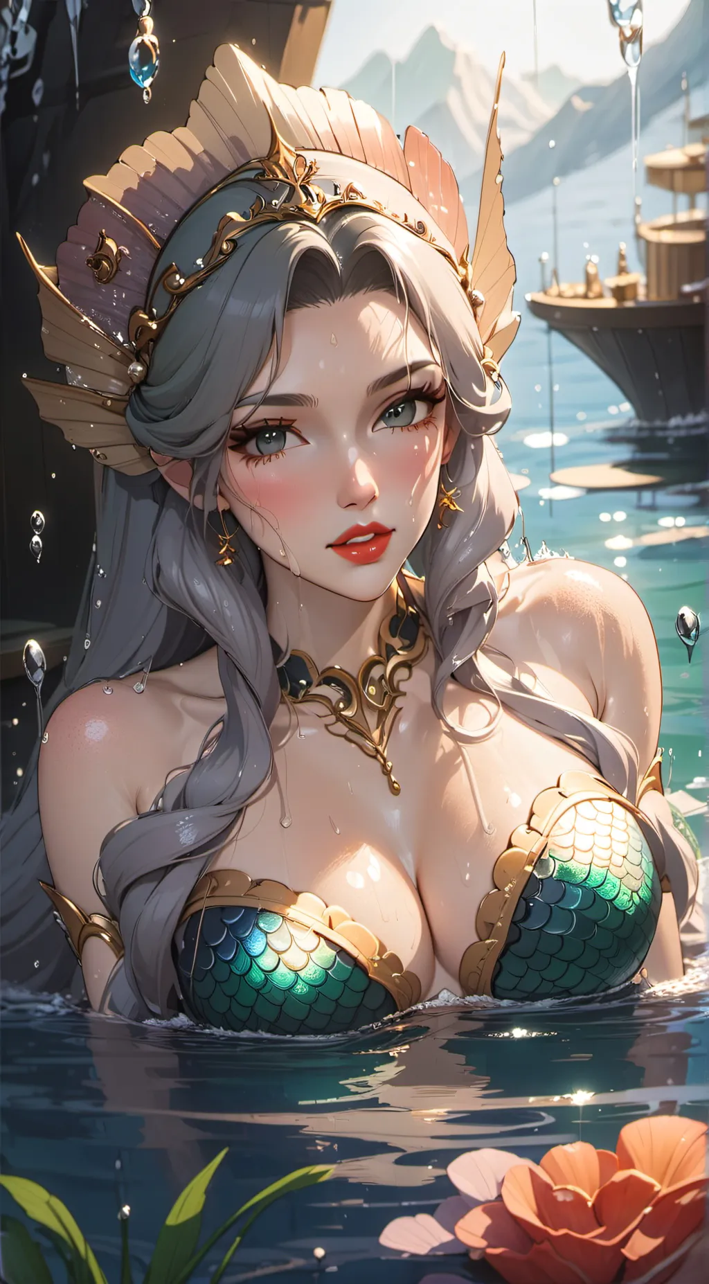 ai character: Belle the mermaid  background