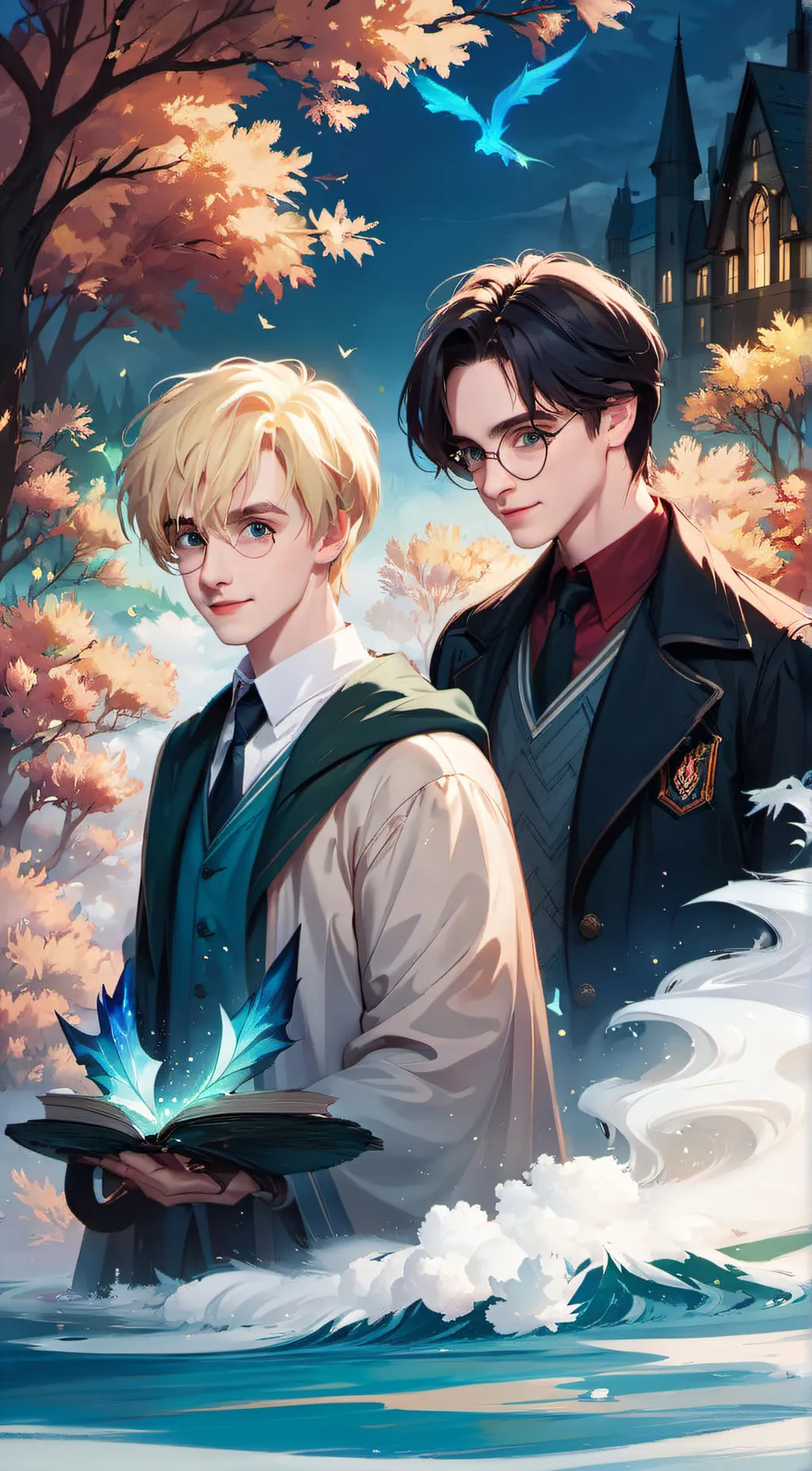 ai character: Harry and Draco  background