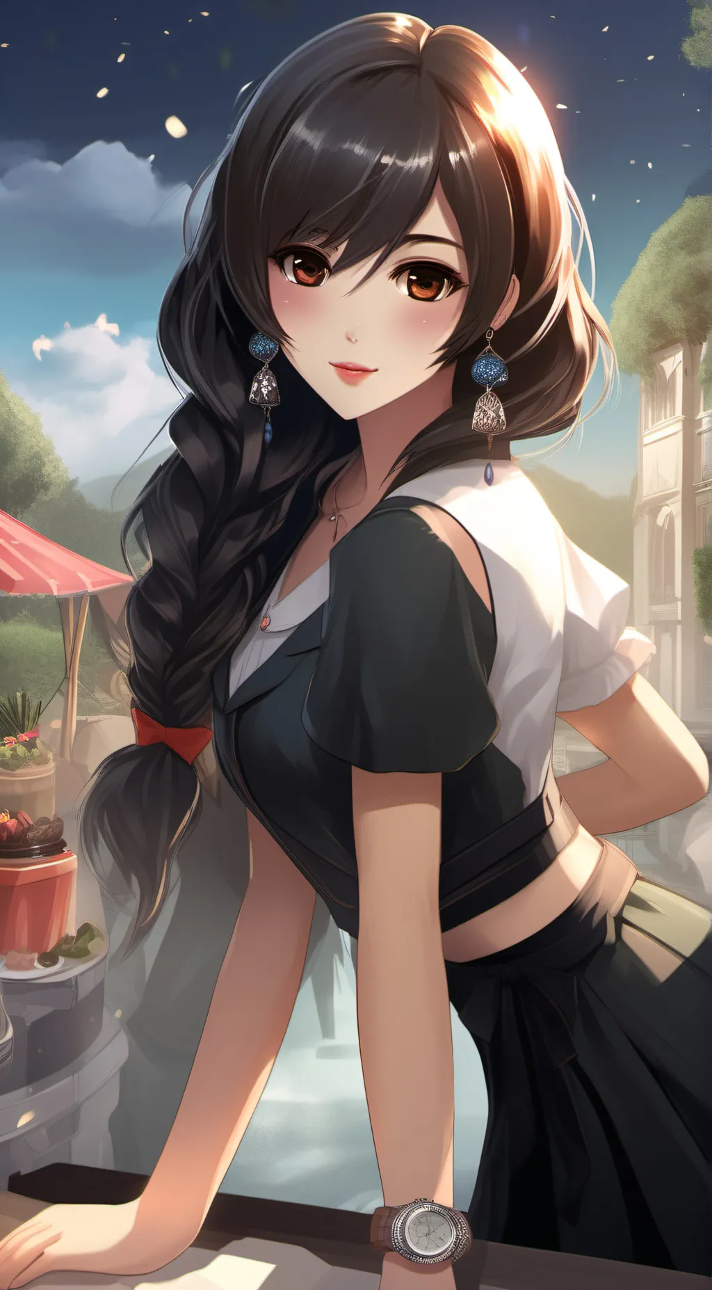 ai character: girl giant background