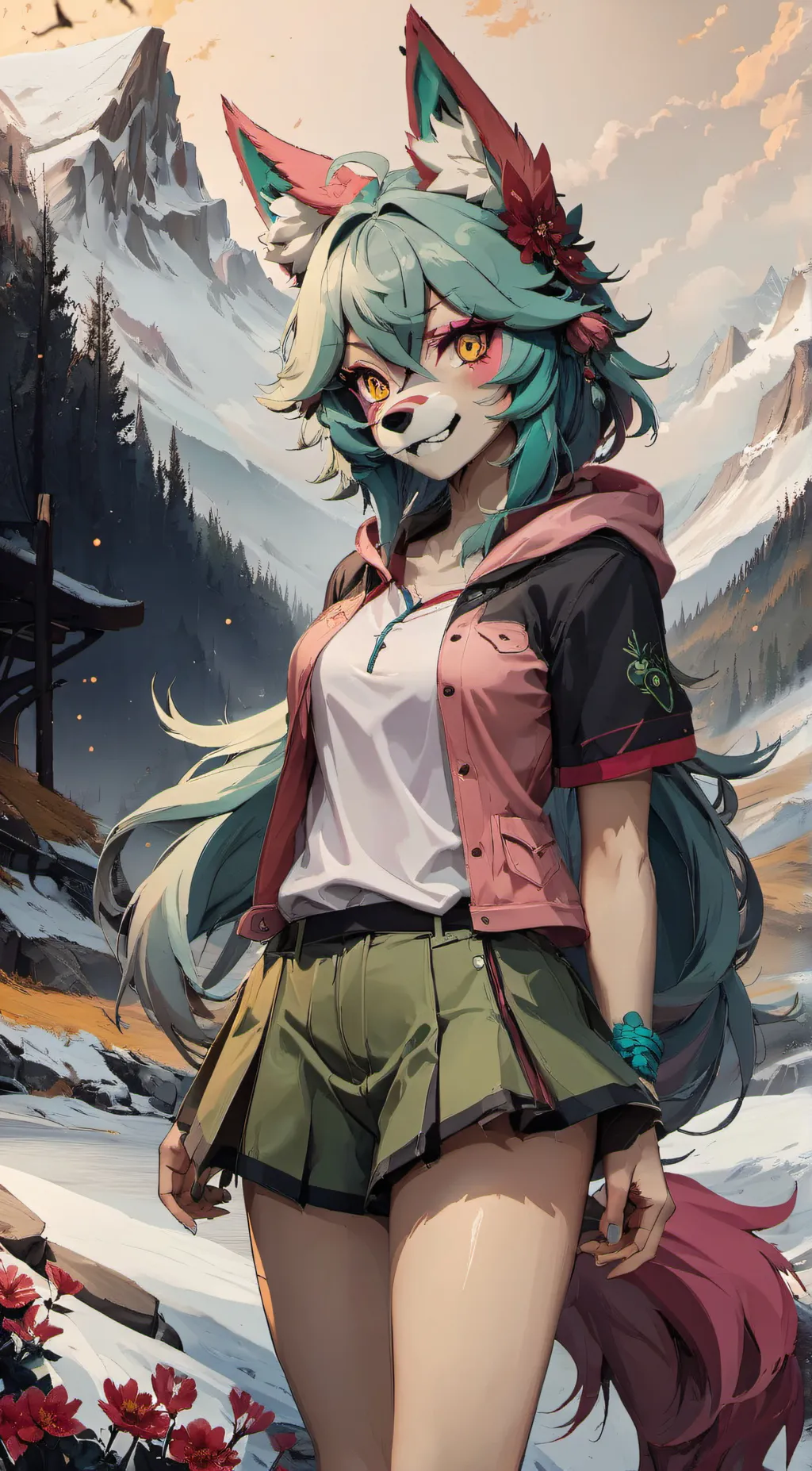 ai character: Minty the Wolf background
