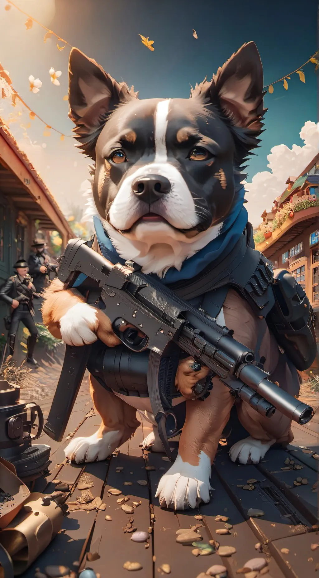 ai character: pitbull  cupcake background