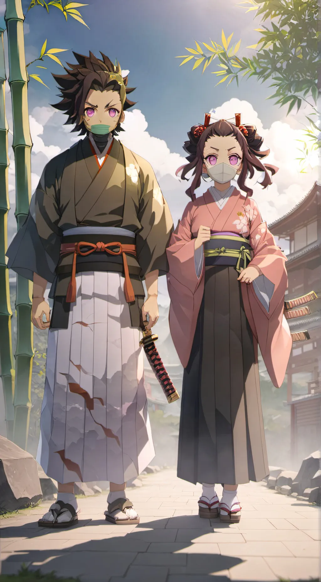ai character: Tanjiro and Nezuko background