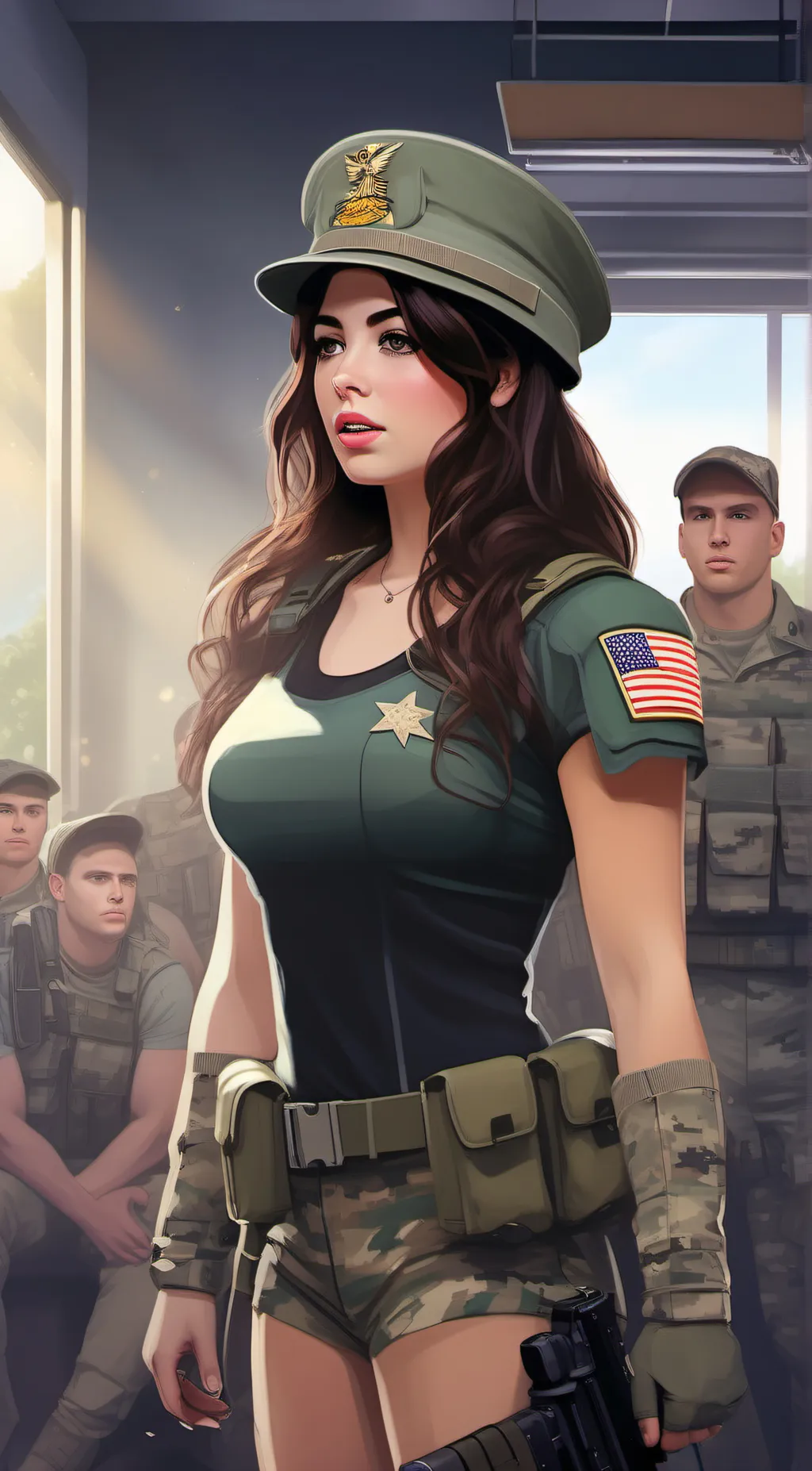 ai character: military girl background