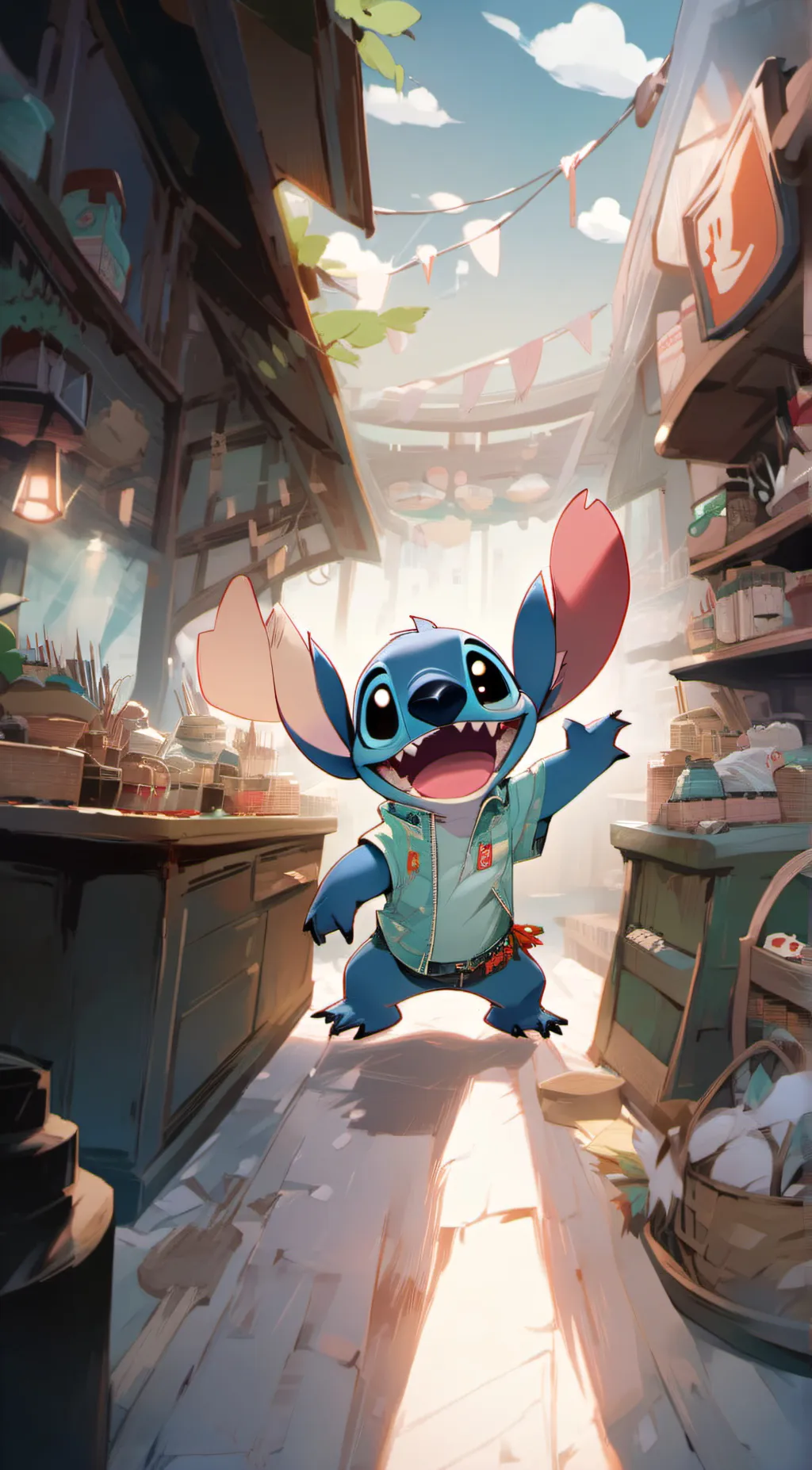 ai character: Stitch background