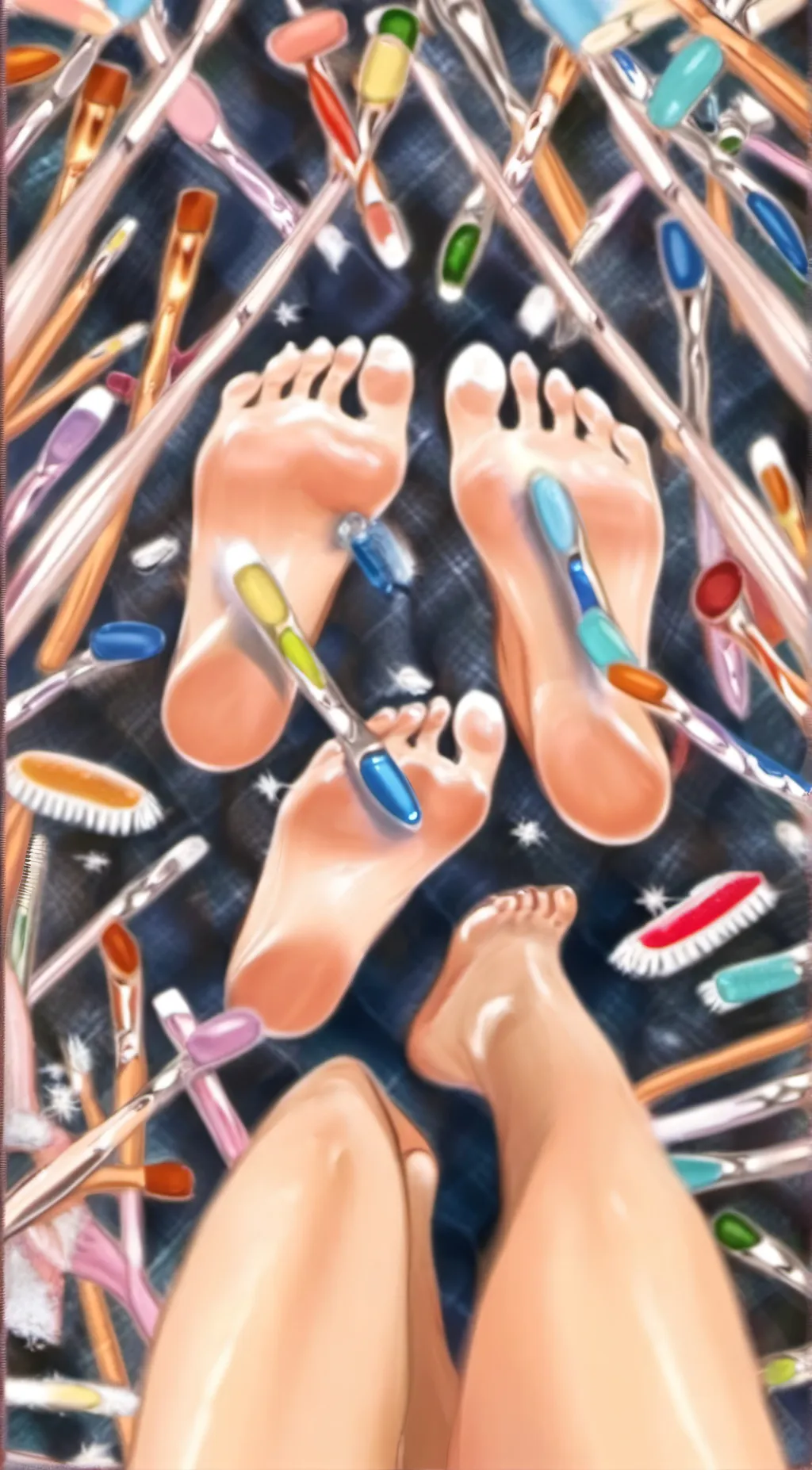 ai character: feet tickled  background