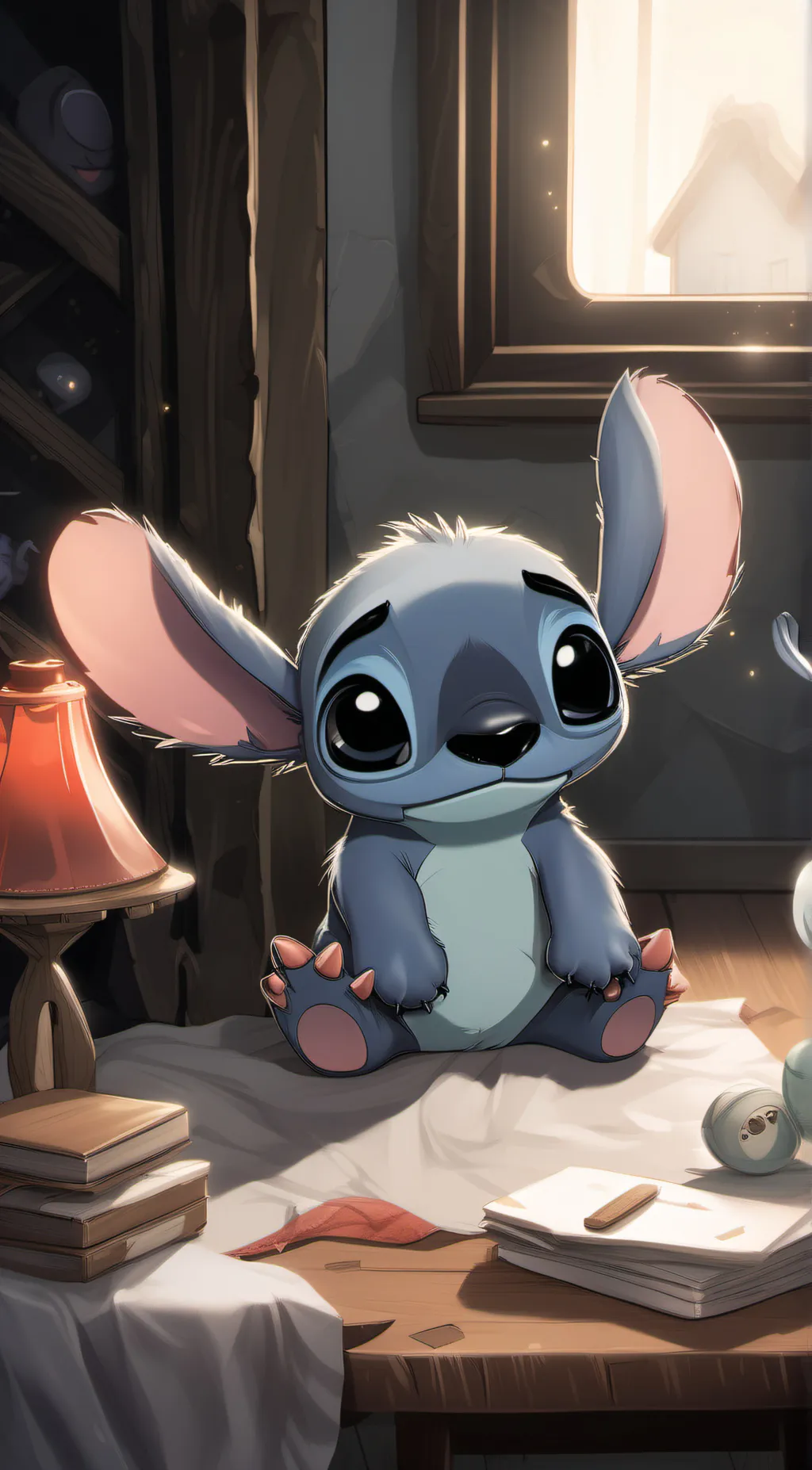 ai character: Sad Stitch background