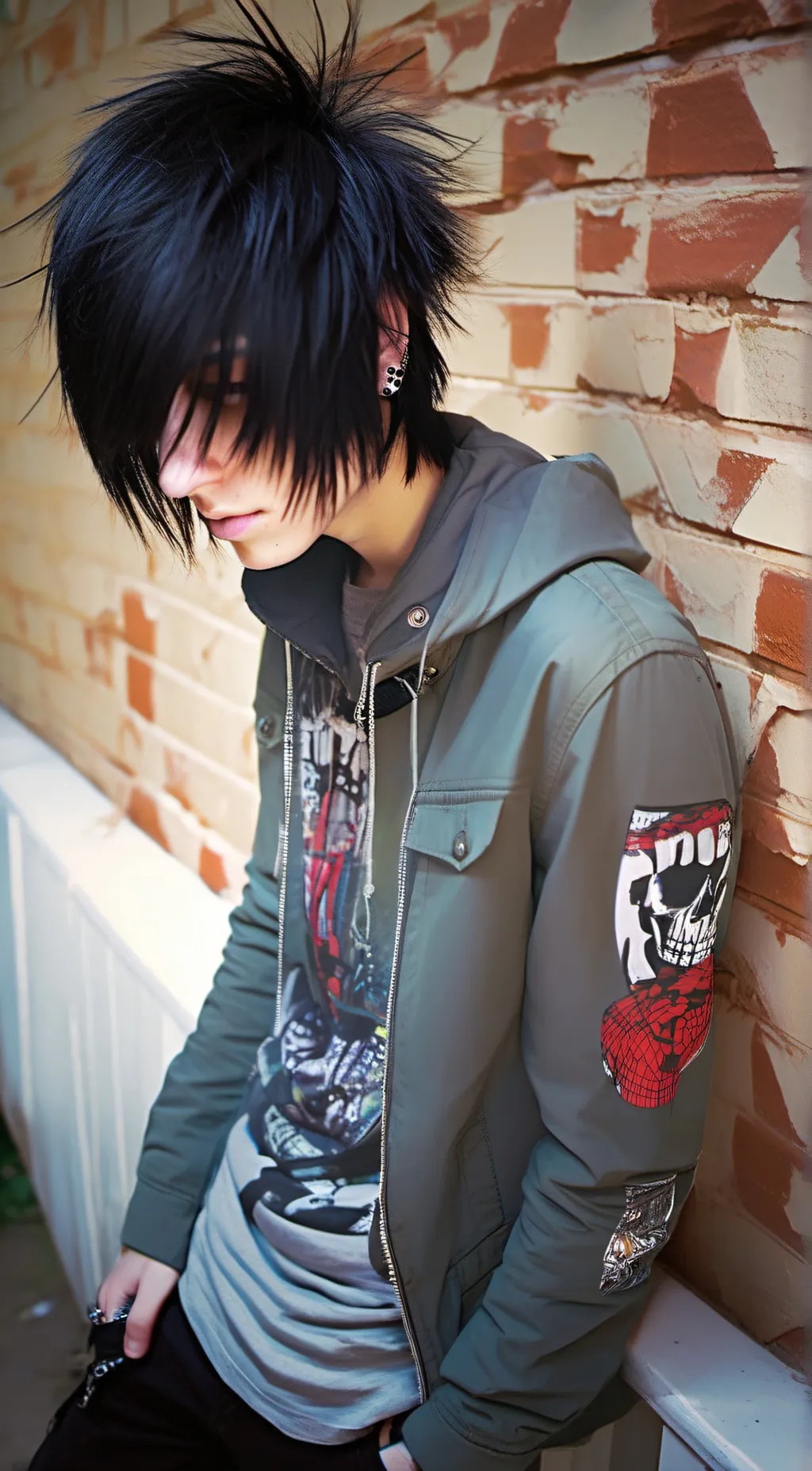 ai character: emo boy  background