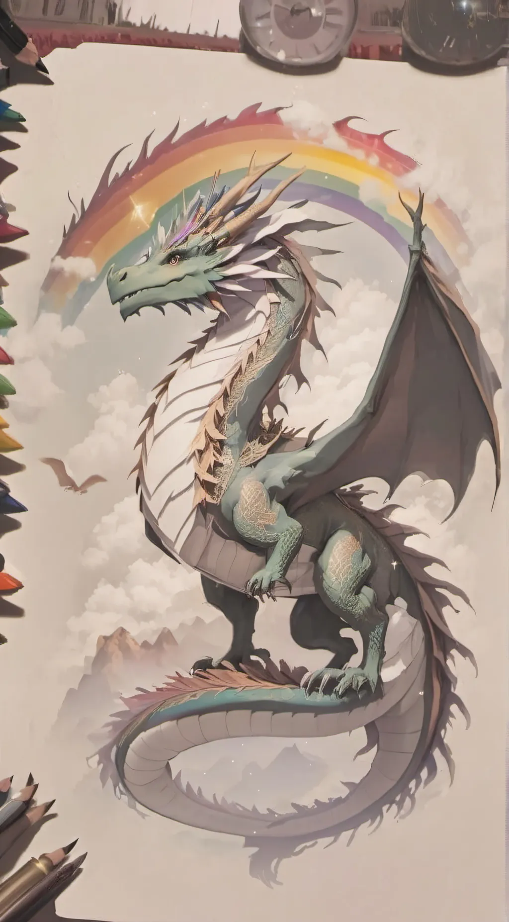 ai character: rainbow background