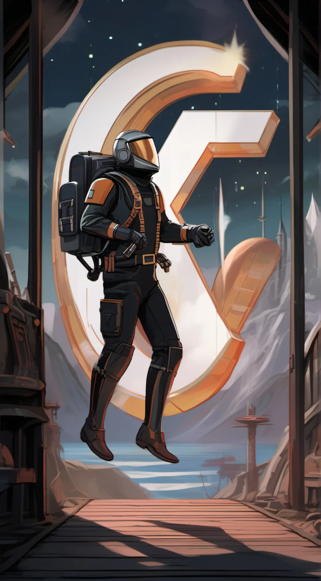 ai character: Blackish orange  background