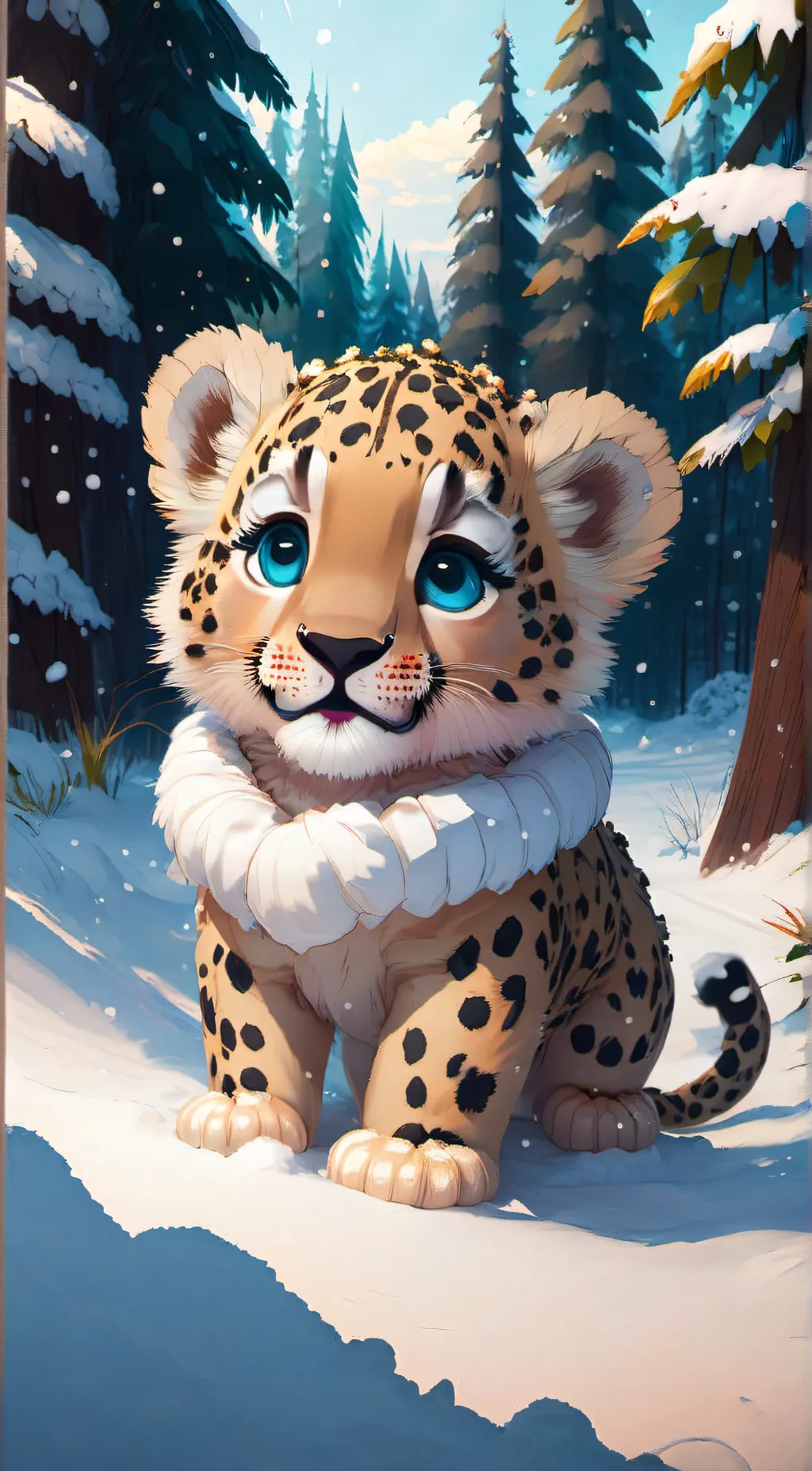 ai character: Ur snow leopord background